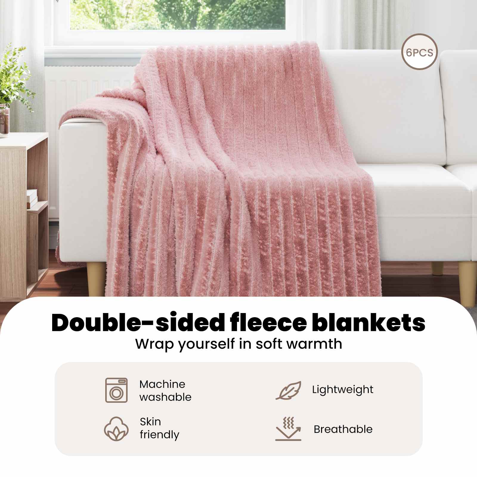 Mesti antklodės 6 pcs Rožinė 200 x 150 cm Flysas