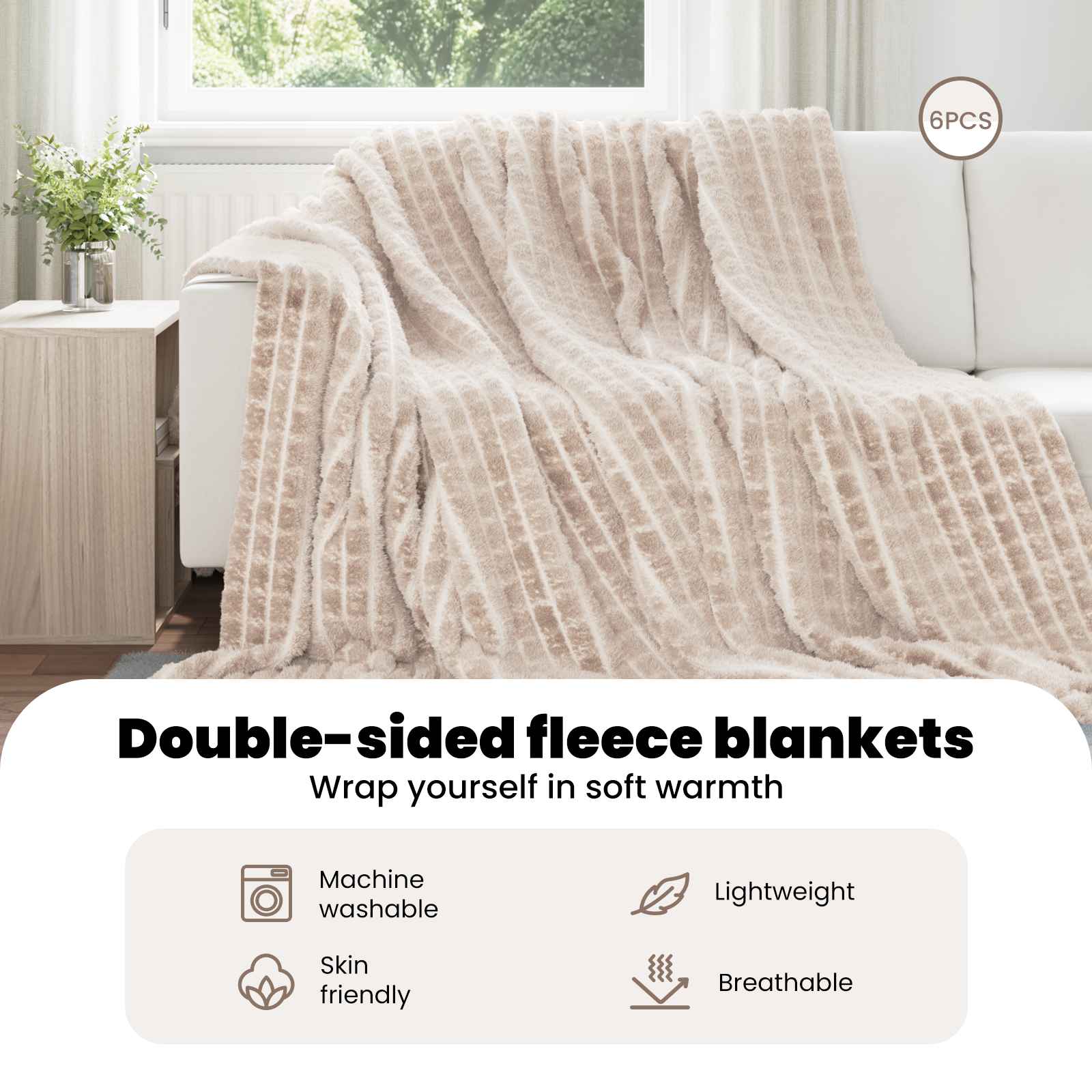 Mesti antklodės 6 pcs Smėlio 240 x 220 cm Flysas