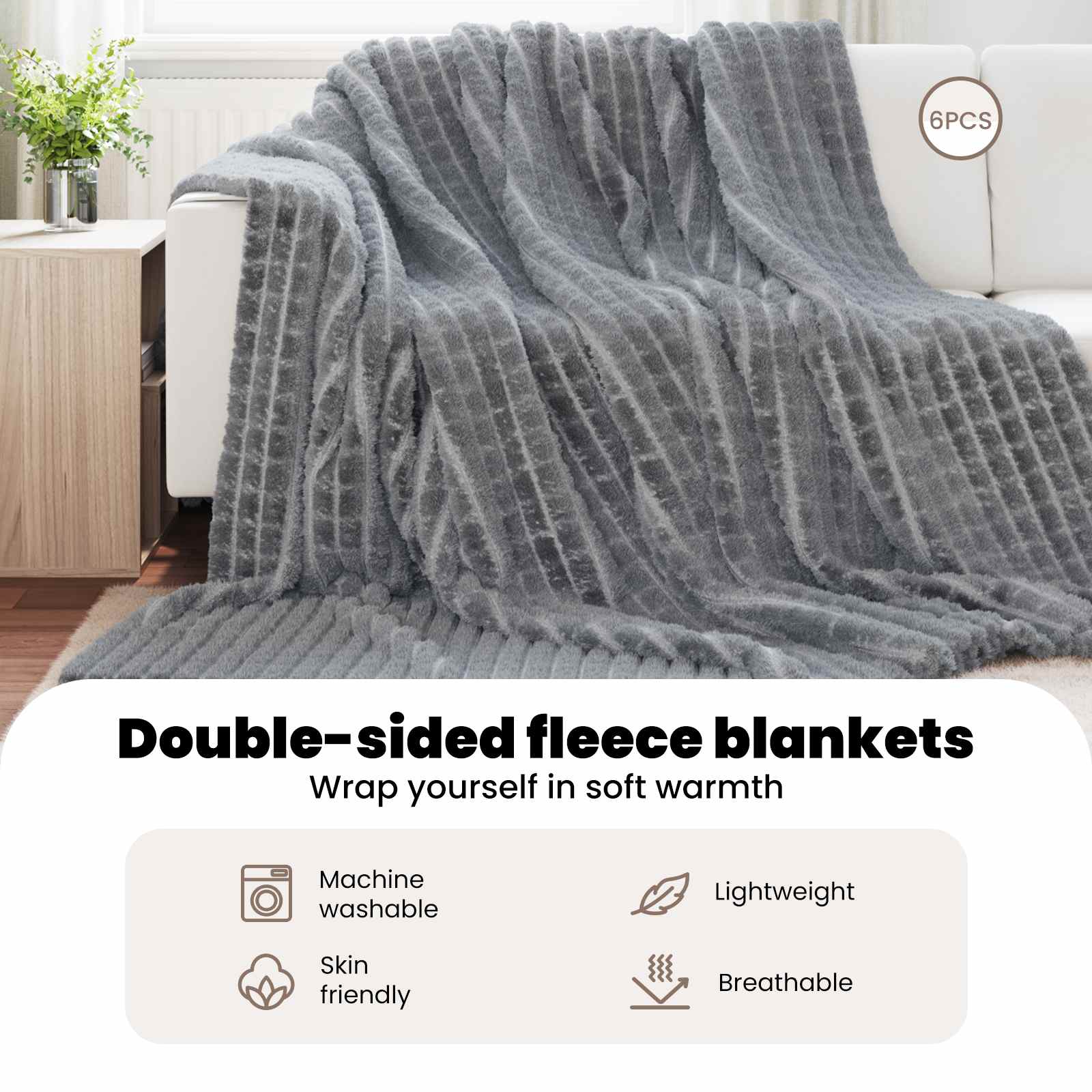 Mesti antklodės 6 pcs Tamsiai pilka 240 x 220 cm Flysas