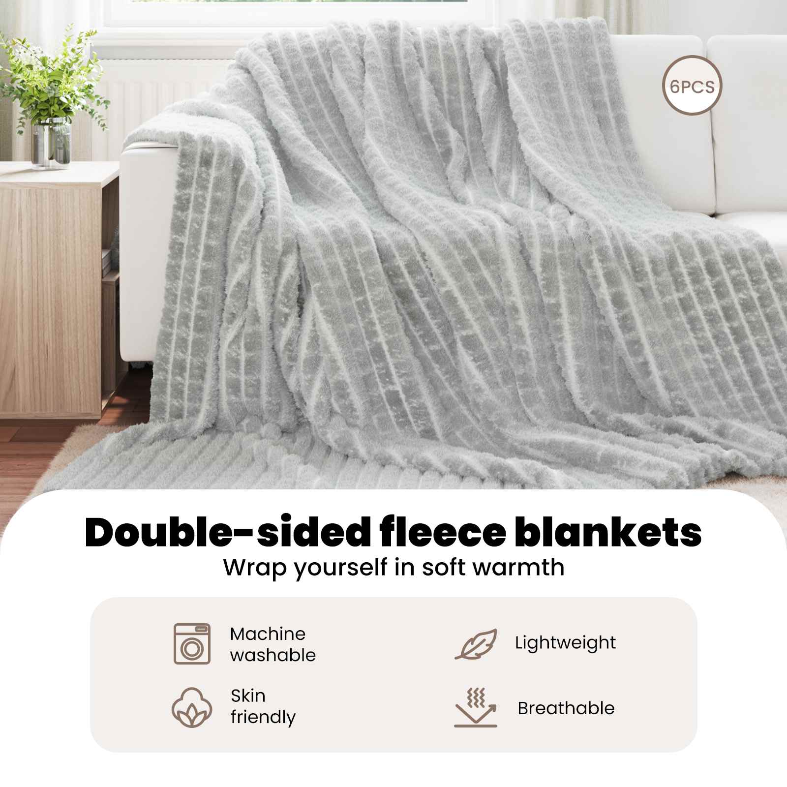 Mesti antklodės 6 pcs Pilka 240 x 220 cm Flysas