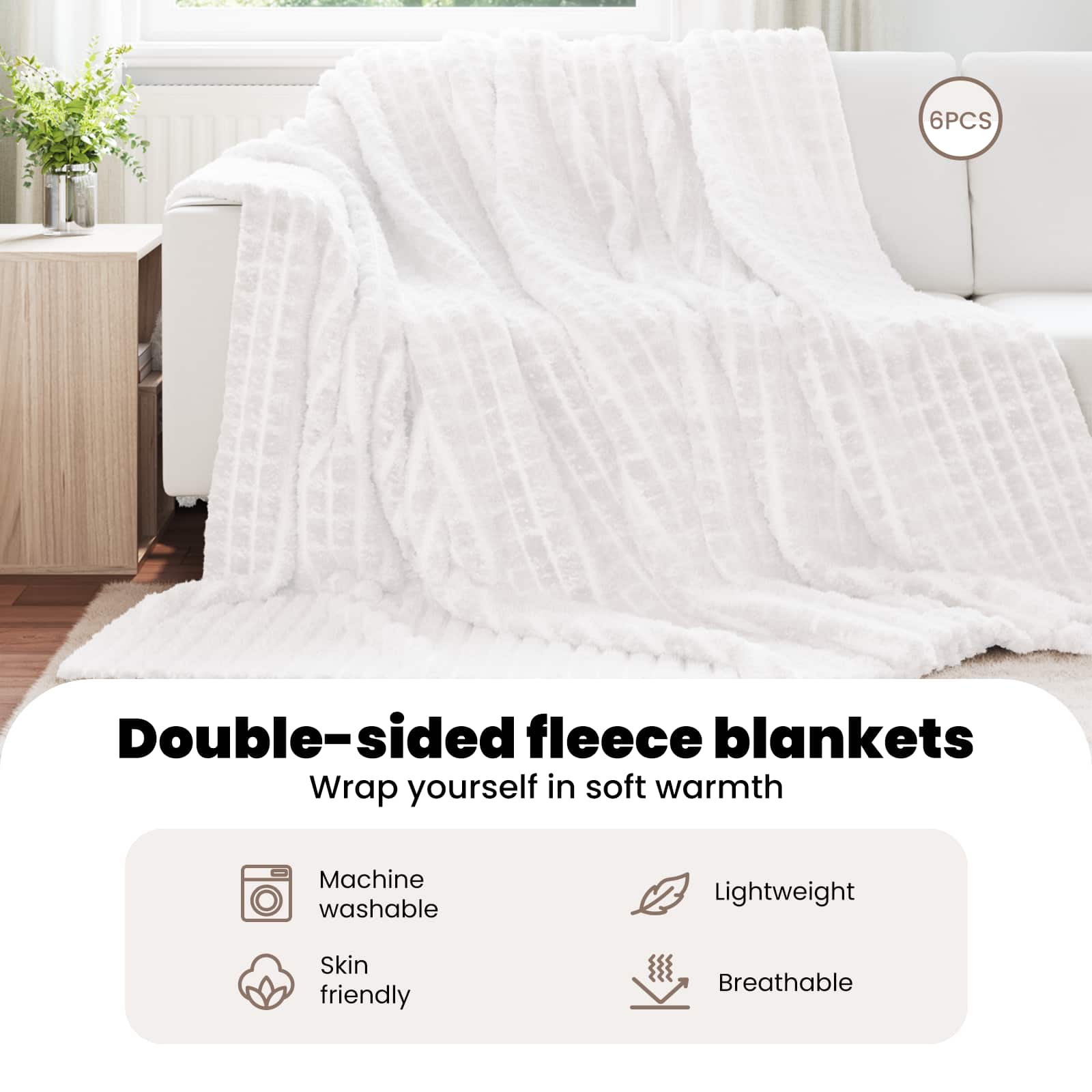 Mesti antklodės 6 pcs Balta 270 x 240 cm Flysas