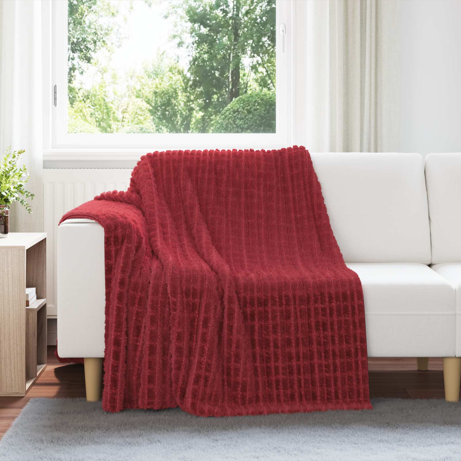 Pleds 6 gab. Bordo sarkans 200 x 150 cm Flīss