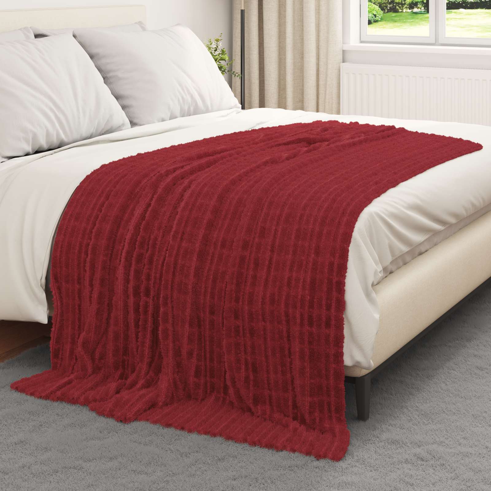 Pleds 6 gab. Bordo sarkans 200 x 150 cm Flīss