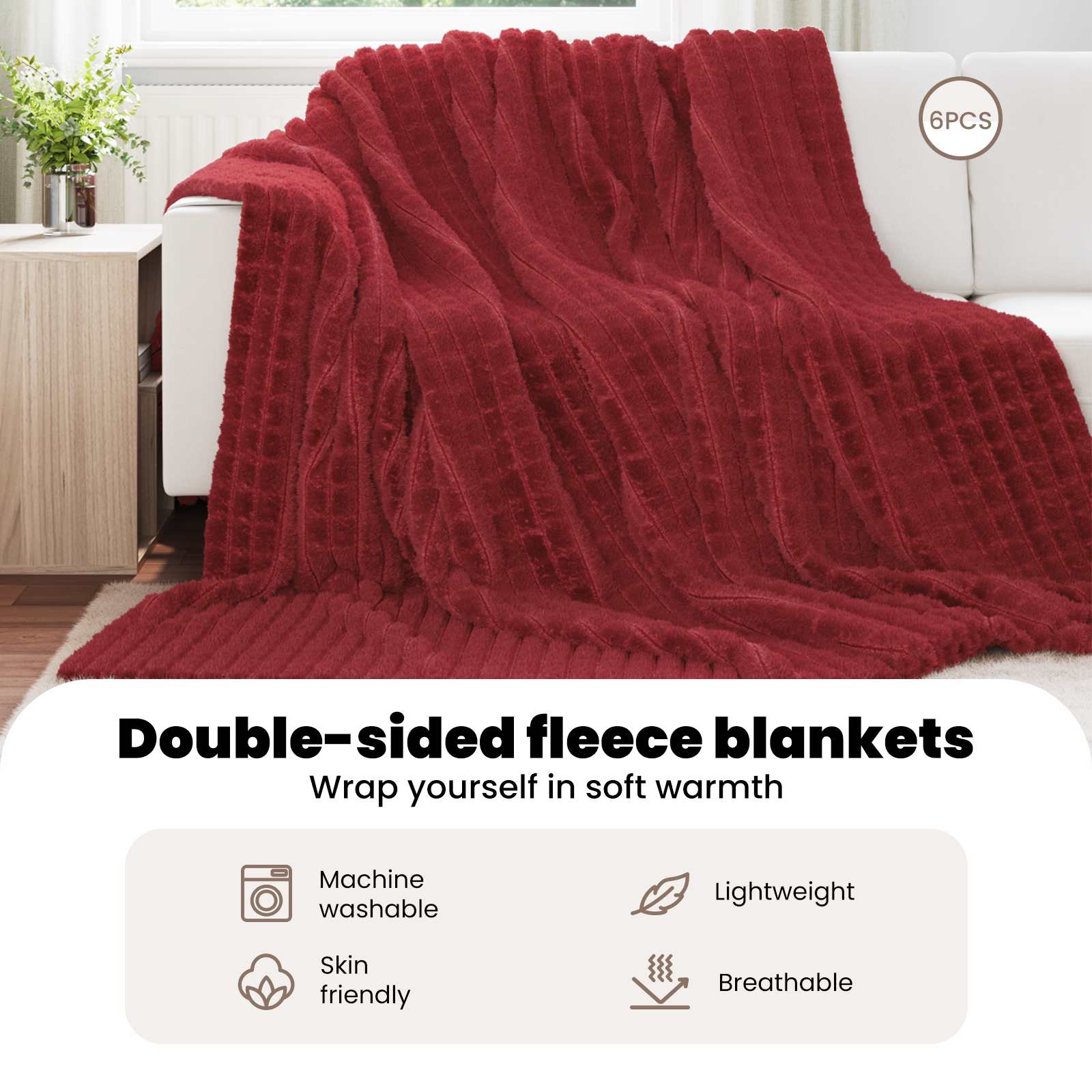 Mesti antklodės 6 pcs Bordo raudona 270 x 240 cm Flysas