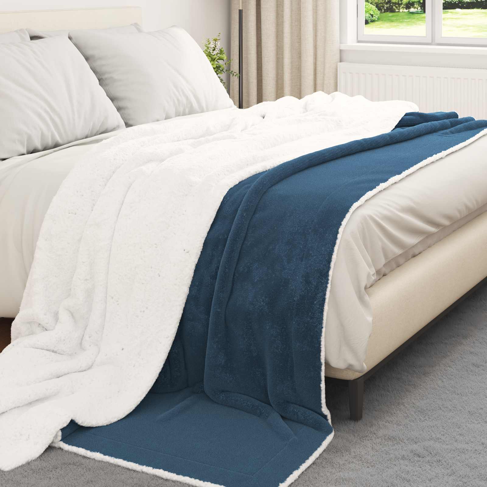 Blank Marine blue 220 x 240 cm Flysas