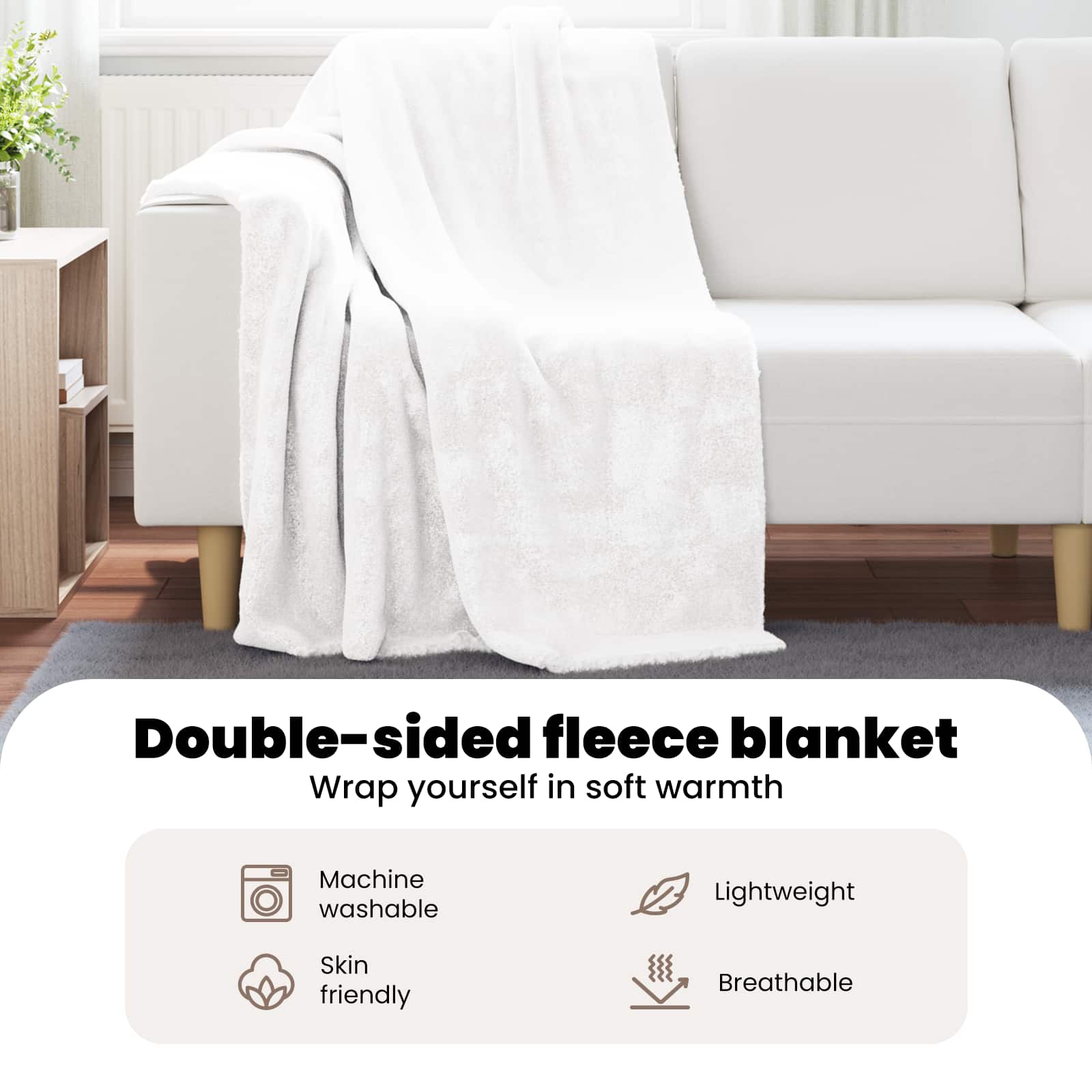 White Blanket 130 x 150 cm Fleece
