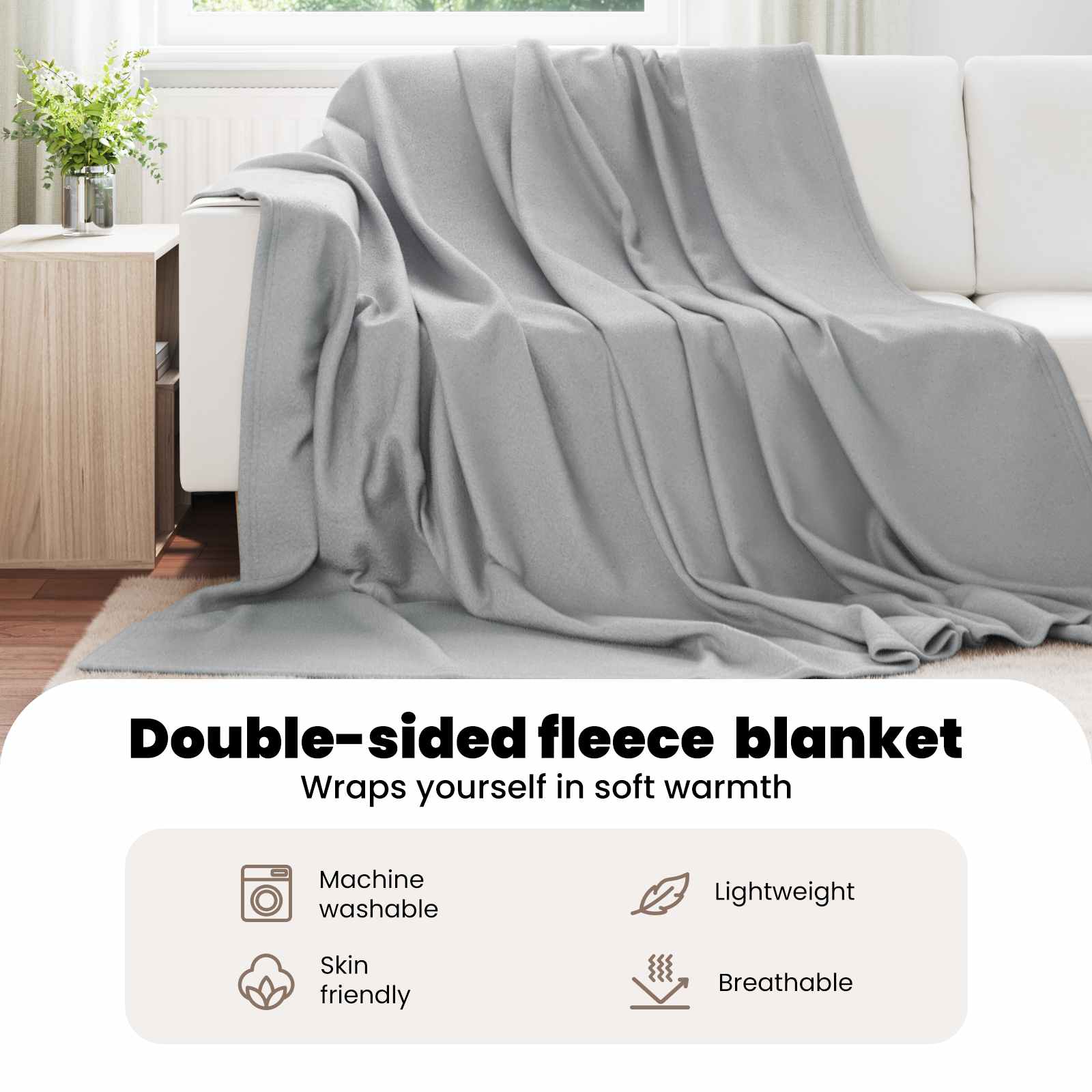 Pleds pelēks 270 x 240 cm Flīss