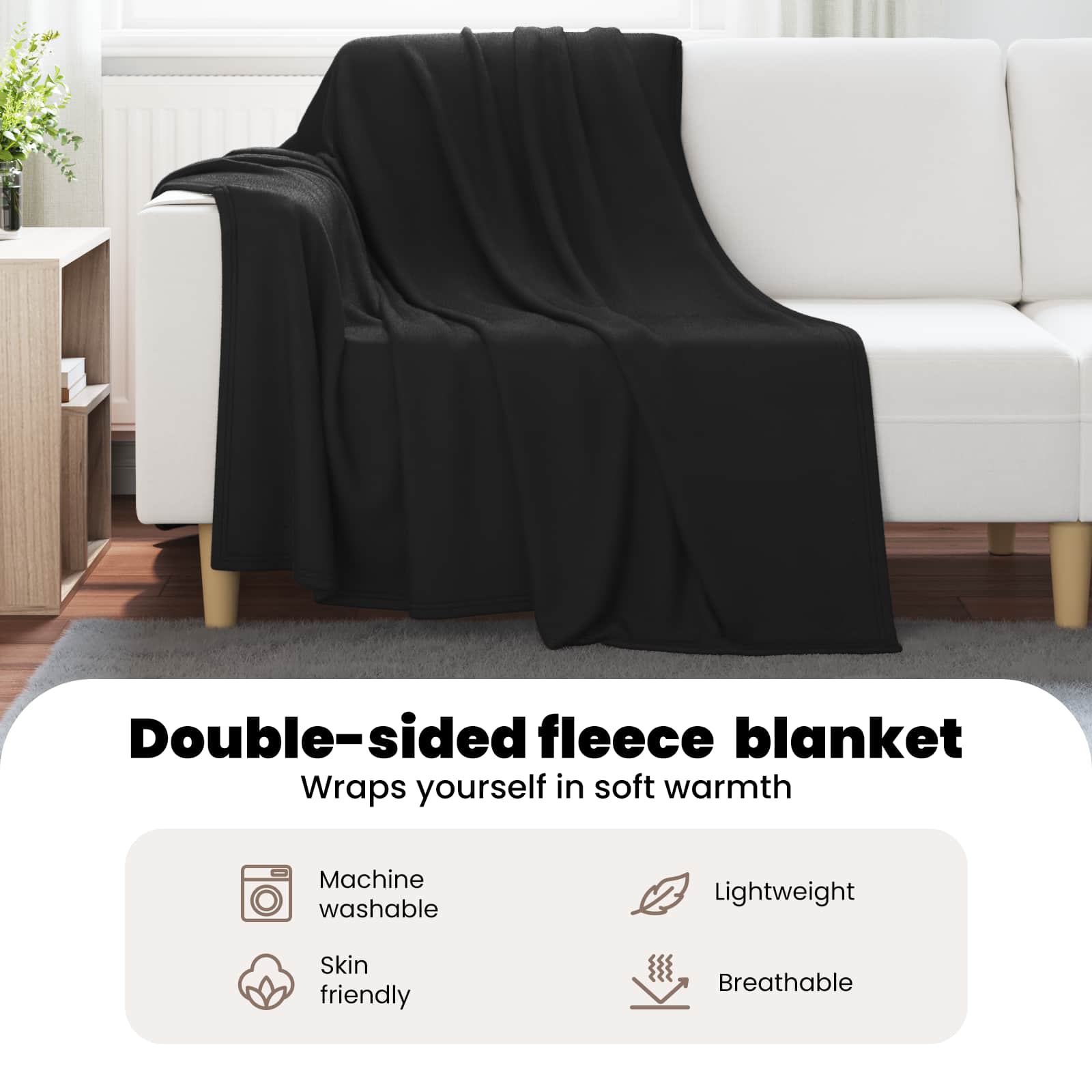 Apklotas Juoda 200 x 150 cm Flysas