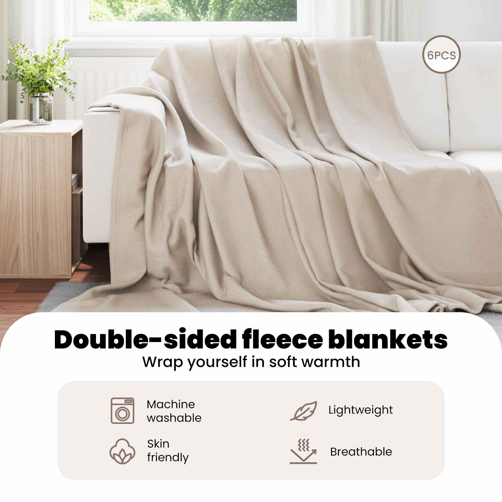 Mesti antklodės 6 pcs Smėlio 270 x 240 cm Flysas