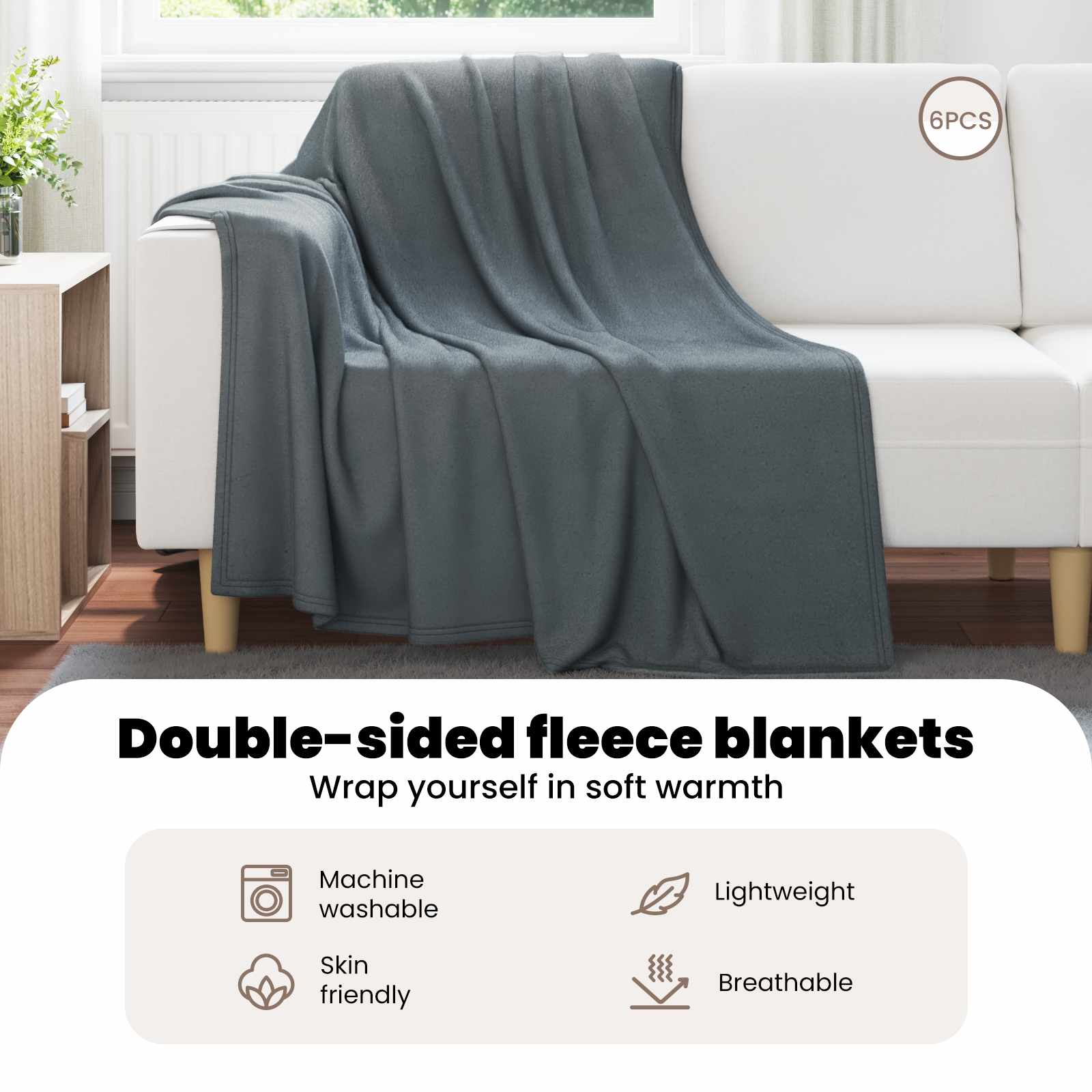 Mesti antklodės 6 pcs Tamsiai pilka 200 x 150 cm Flysas