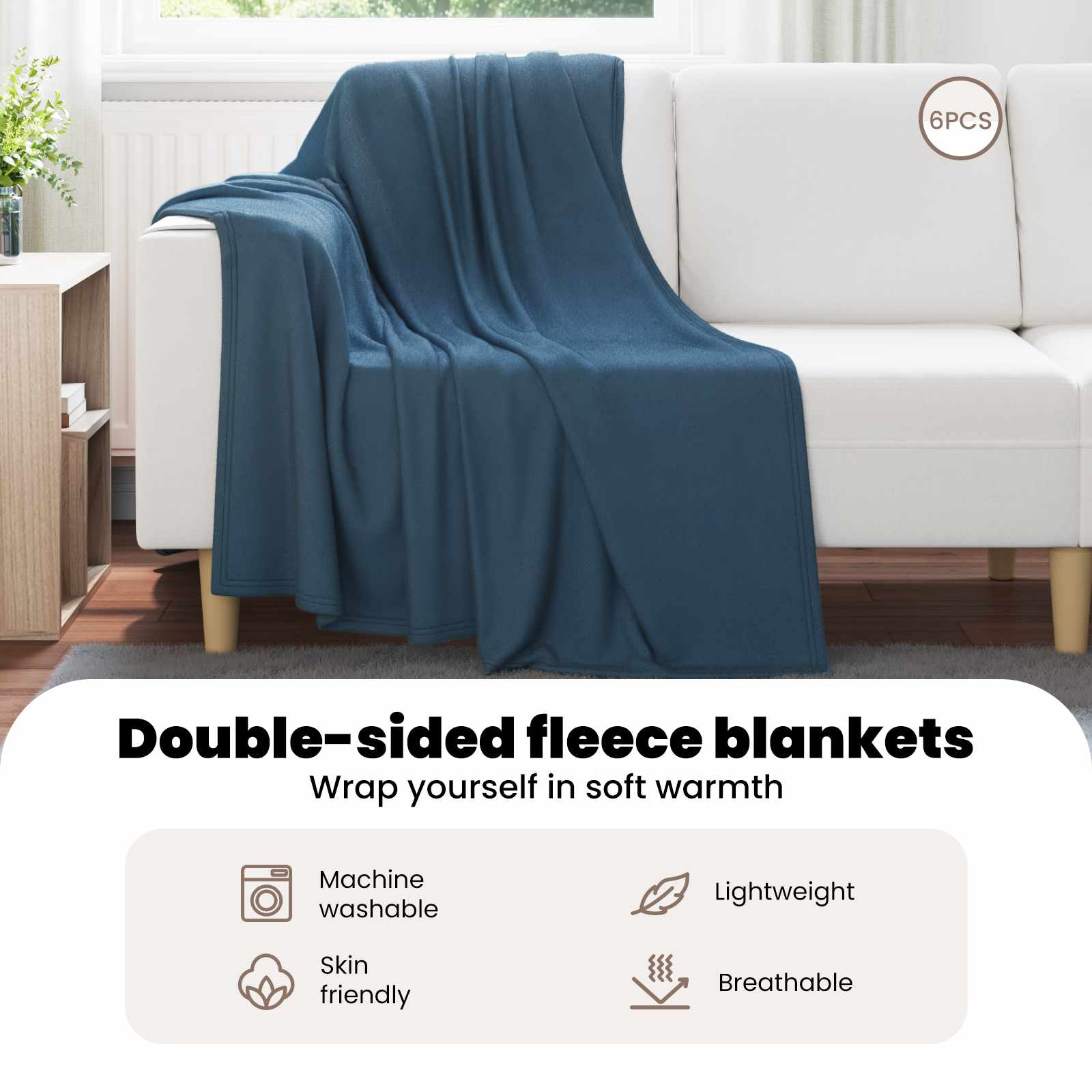 Mesti antklodės 6 pcs Jūrinė mėlyna 170 x 130 cm Flysas