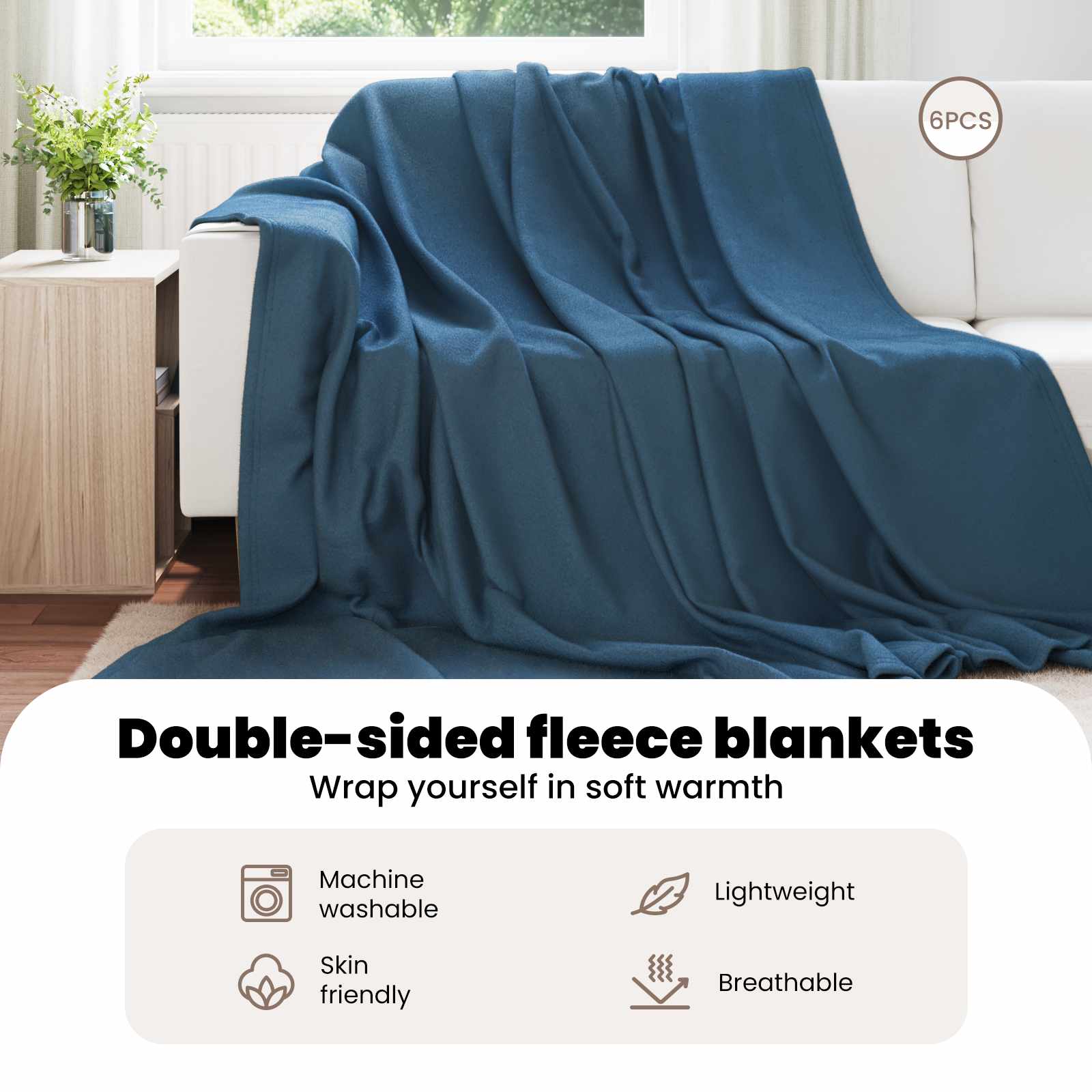 Mesti antklodės 6 pcs Jūrinė mėlyna 240 x 220 cm Flysas