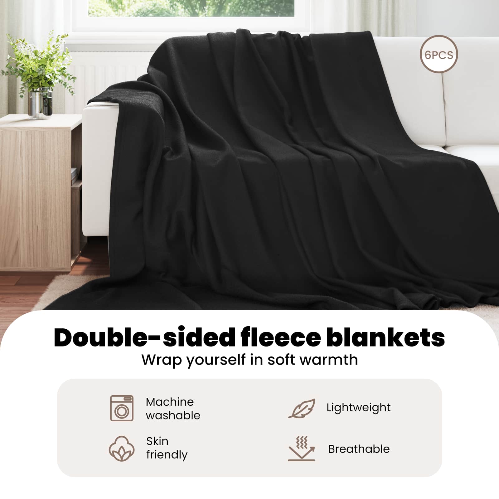Mesti antklodės 6 pcs Juoda 240 x 220 cm Flysas