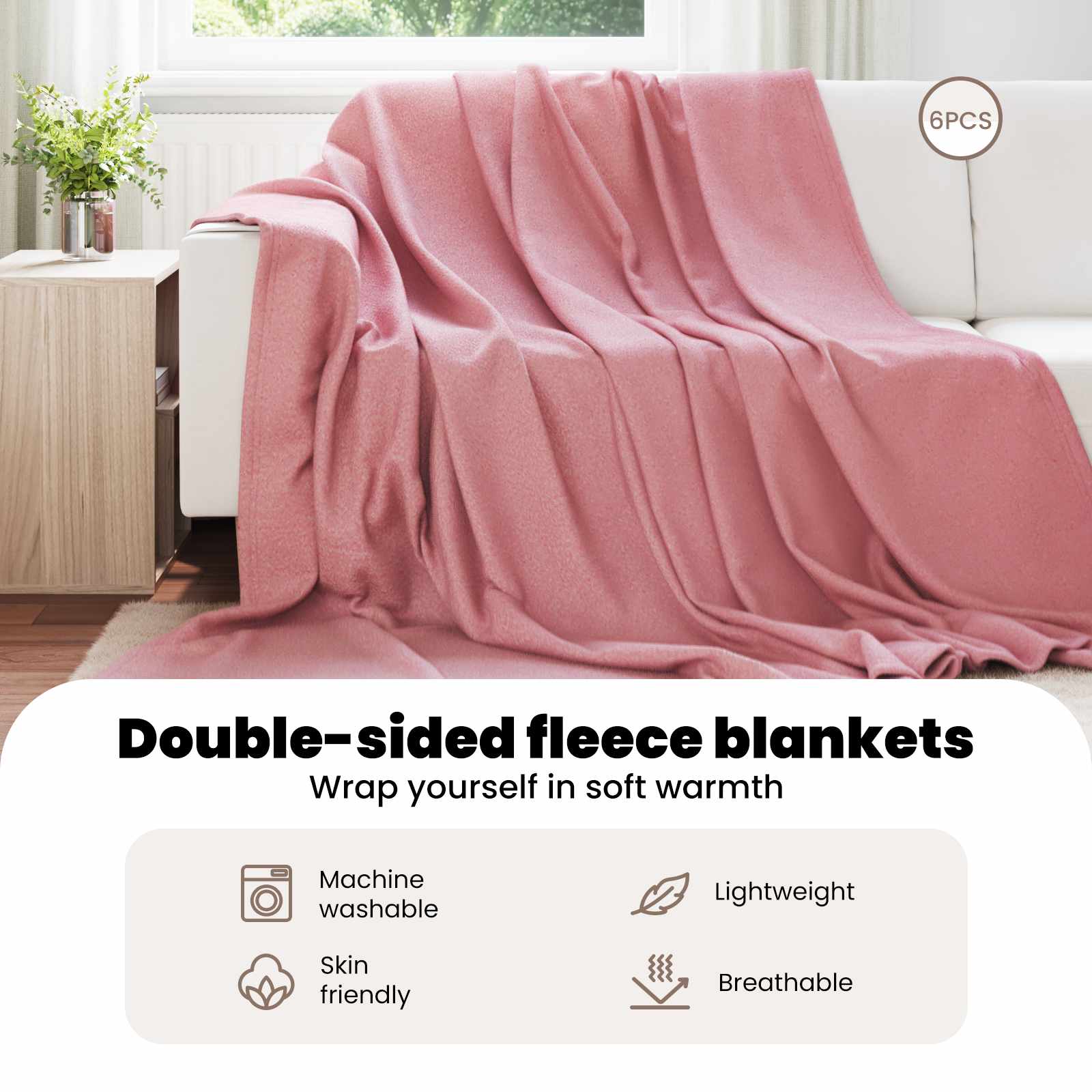 Mesti antklodės 6 pcs Rožinė 270 x 240 cm Flysas