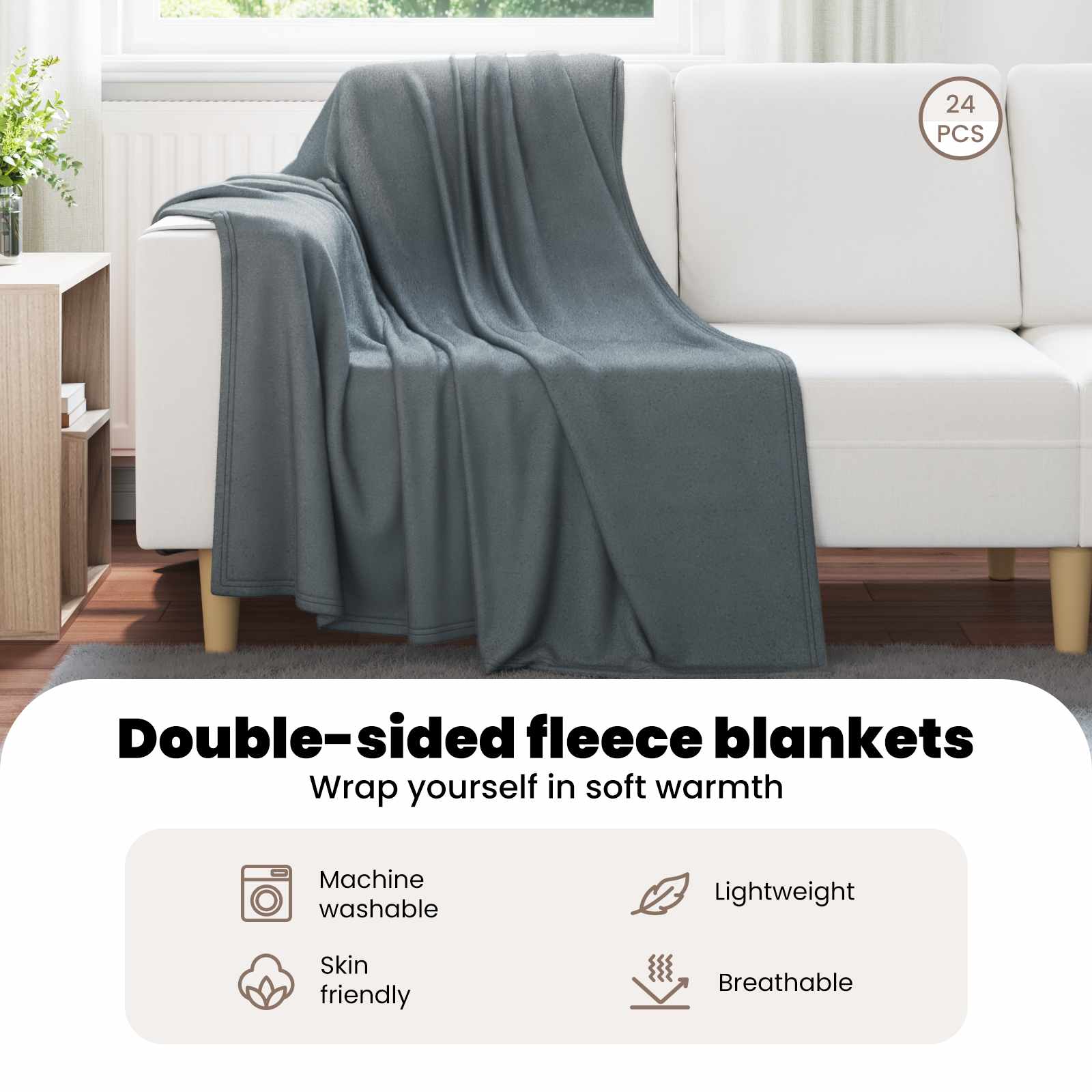Mesti antklodės 24 pcs Tamsiai pilka 170 x 130 cm Flysas