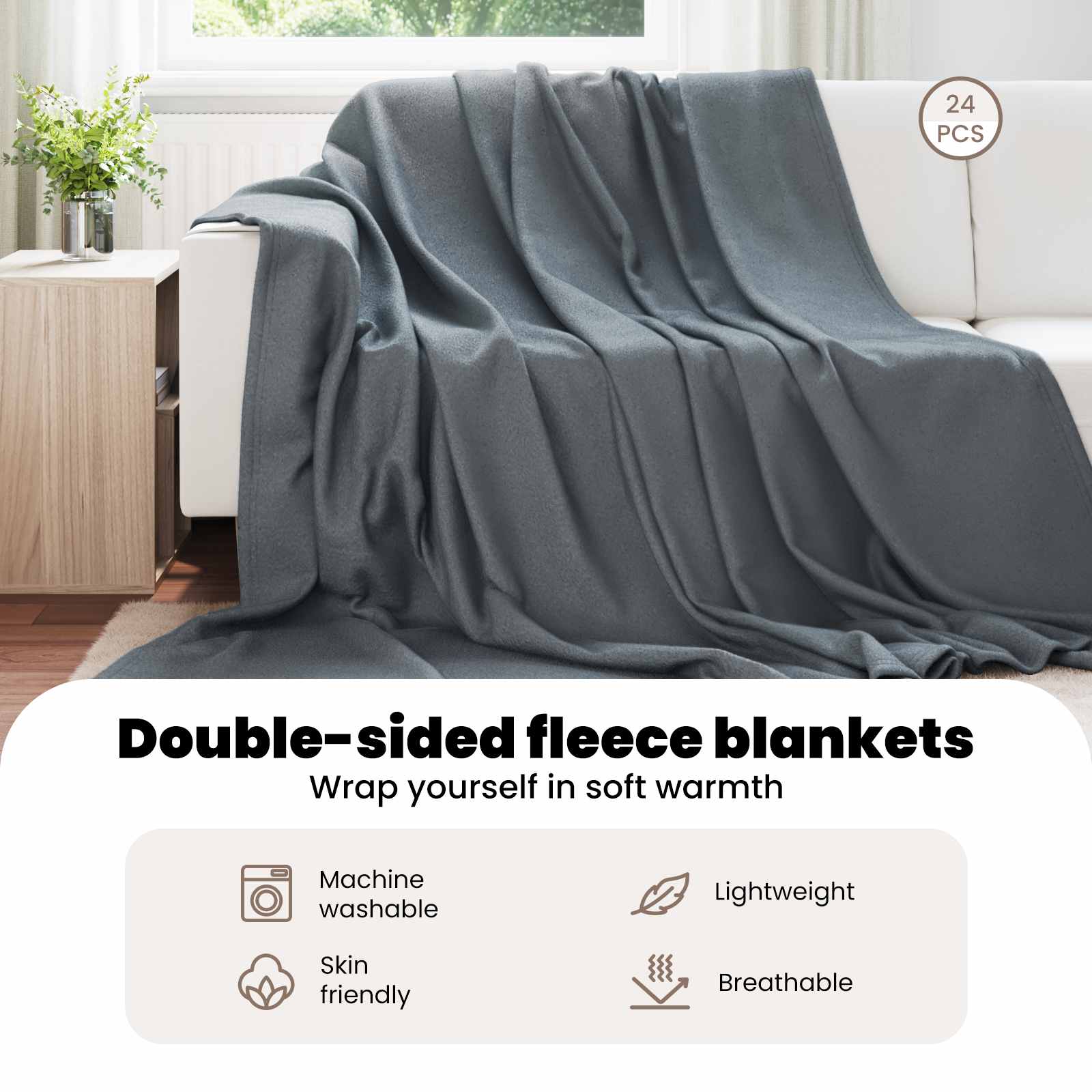 Mesti antklodės 24 pcs Tamsiai pilka 270 x 240 cm Flysas