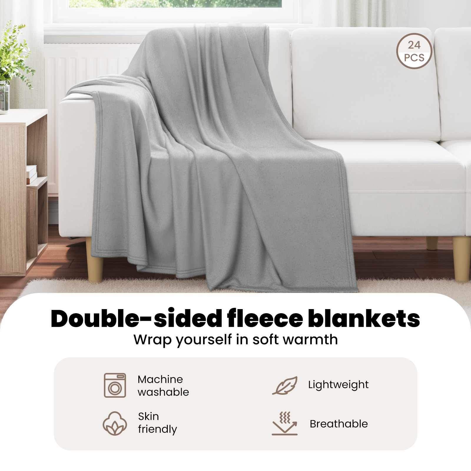 Mesti antklodės 24 pcs Pilka 170 x 130 cm Flysas