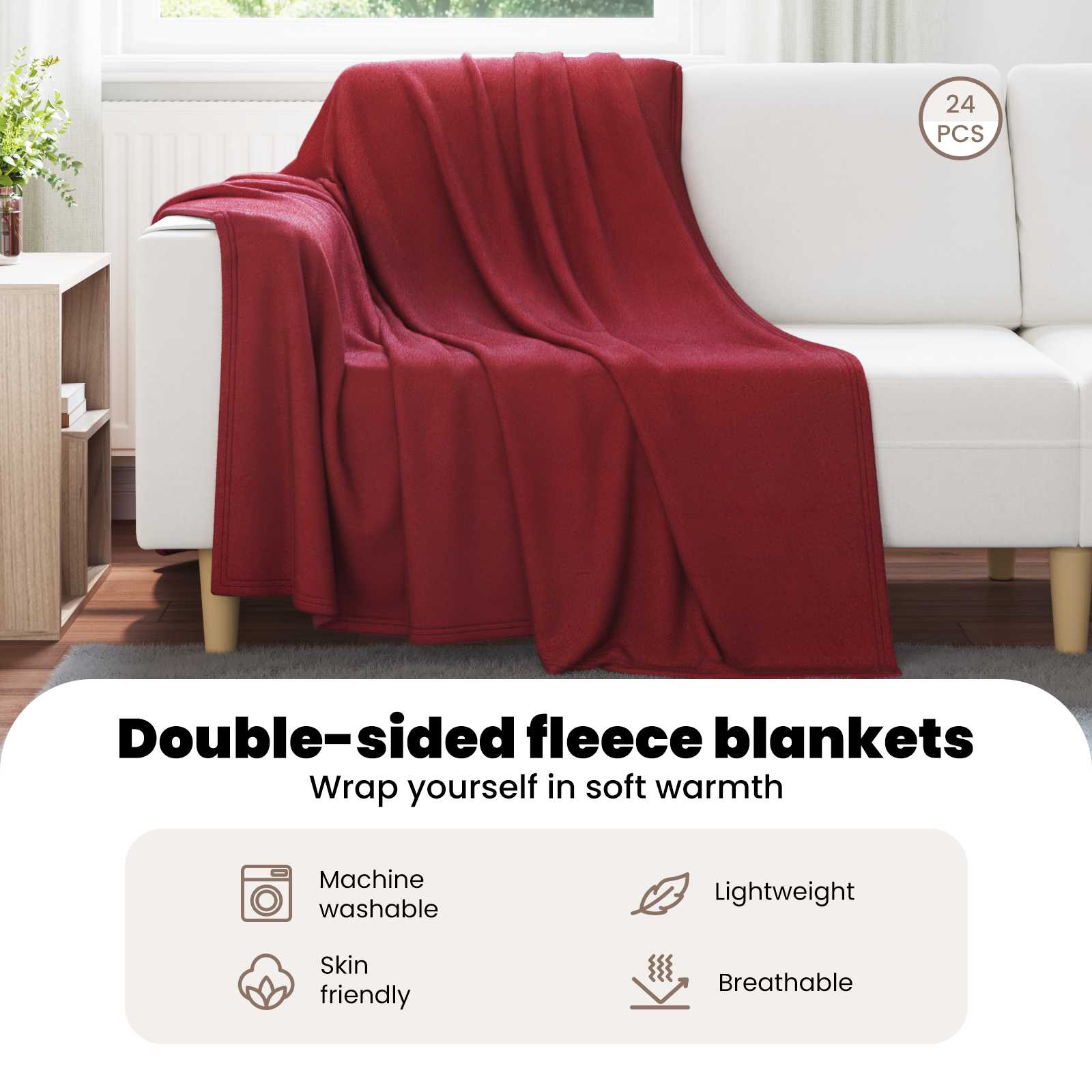 Mesti antklodės 24 pcs Bordo raudona 200 x 150 cm Flysas