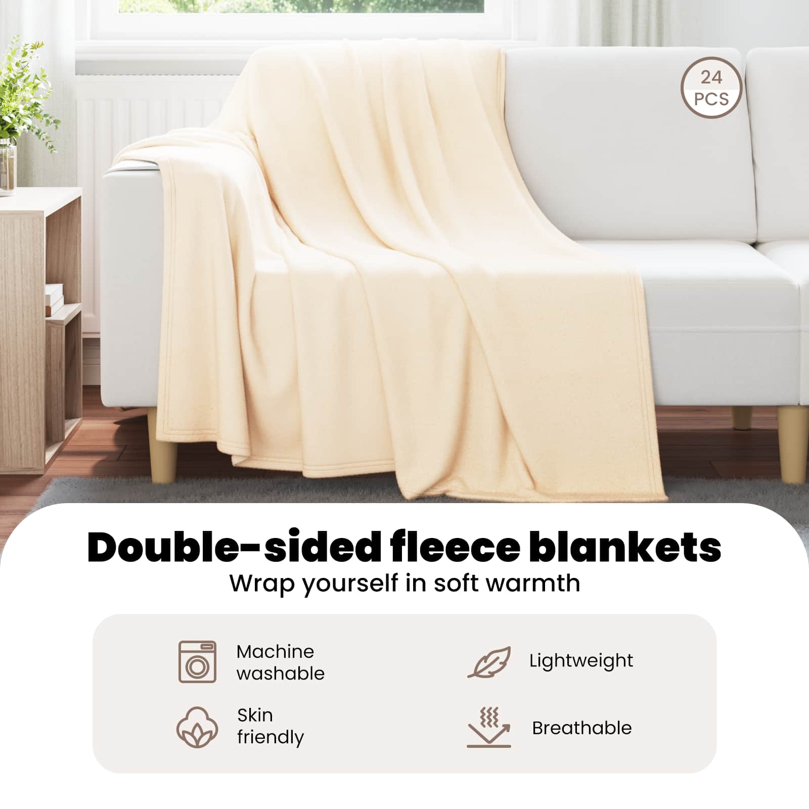 Mesti antklodės 24 pcs Kreminė 200 x 150 cm Flysas