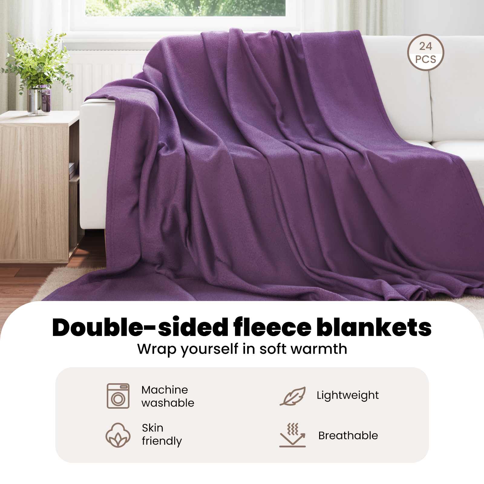 Mesti antklodės 24 pcs Violetinė 240 x 220 cm Flysas