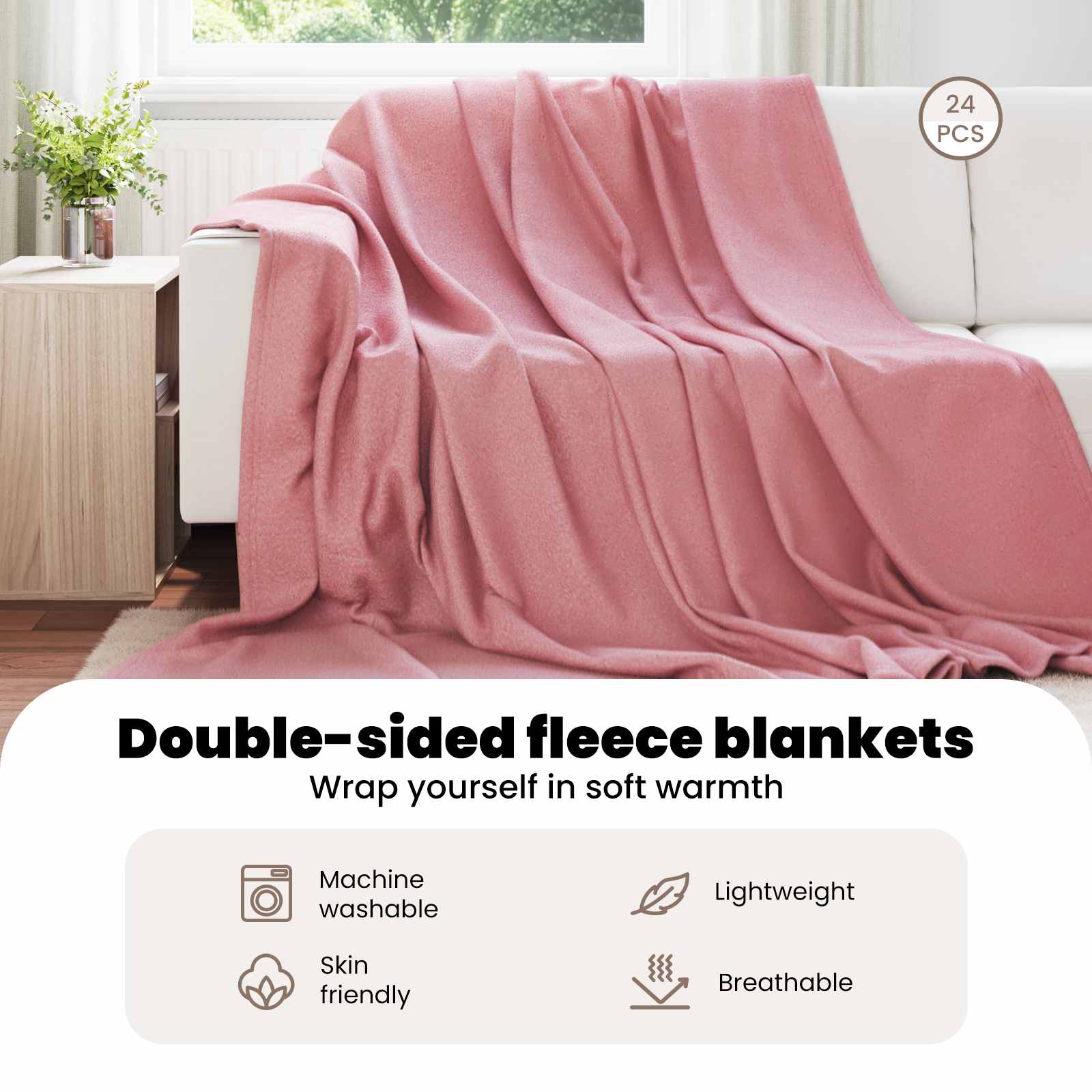 Mesti antklodės 24 pcs Rožinė 270 x 240 cm Flysas