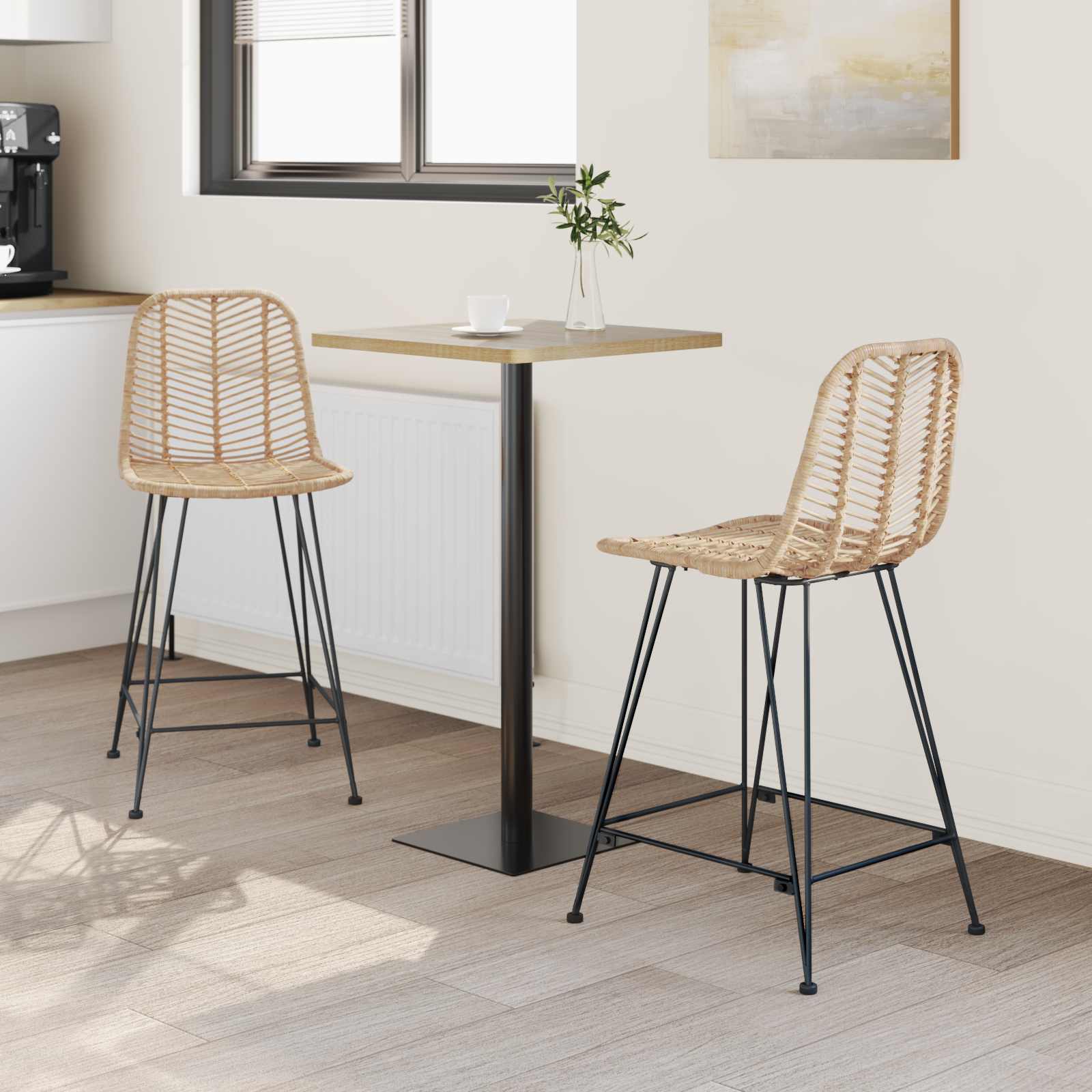 Bar Stool 2 pcs Natural 44.5 x 54.5 x 97.5 cm