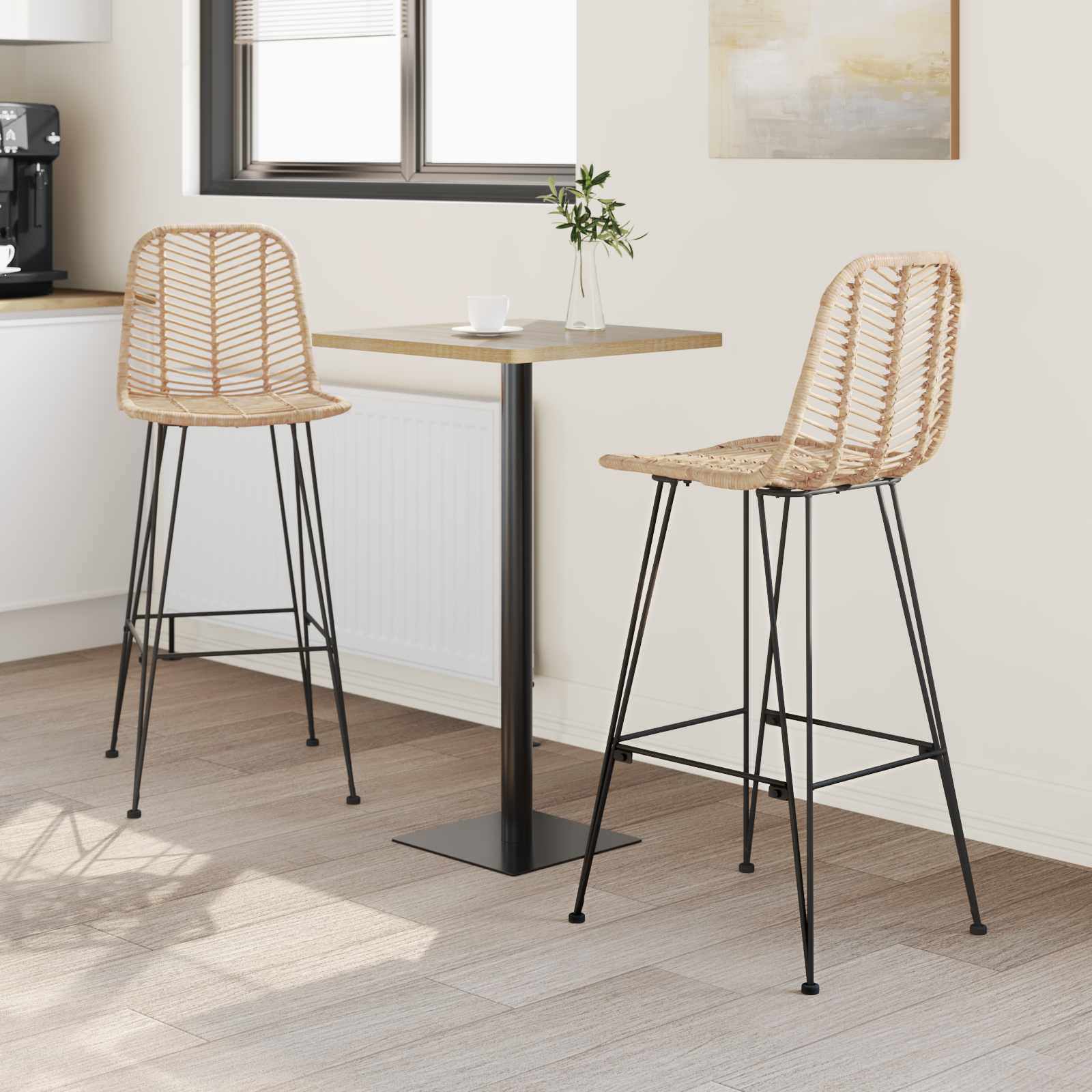Baro Kėdė 2 pcs Natūrali 44,5 x 53 x 111 cm Ratanas ir Geležis
