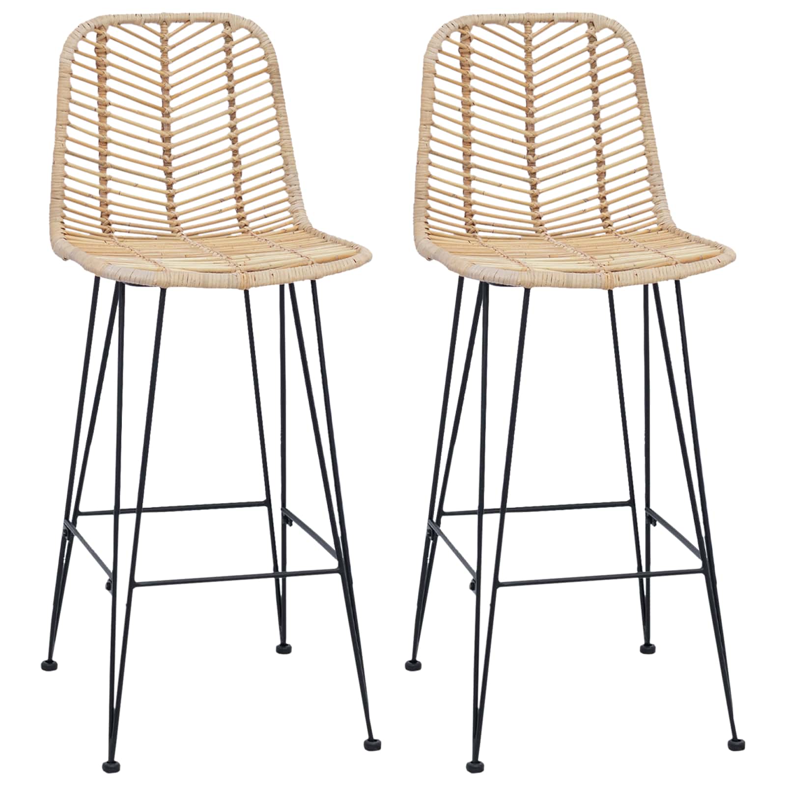 Baro Kėdė 2 pcs Natūrali 44,5 x 53 x 111 cm Ratanas ir Geležis