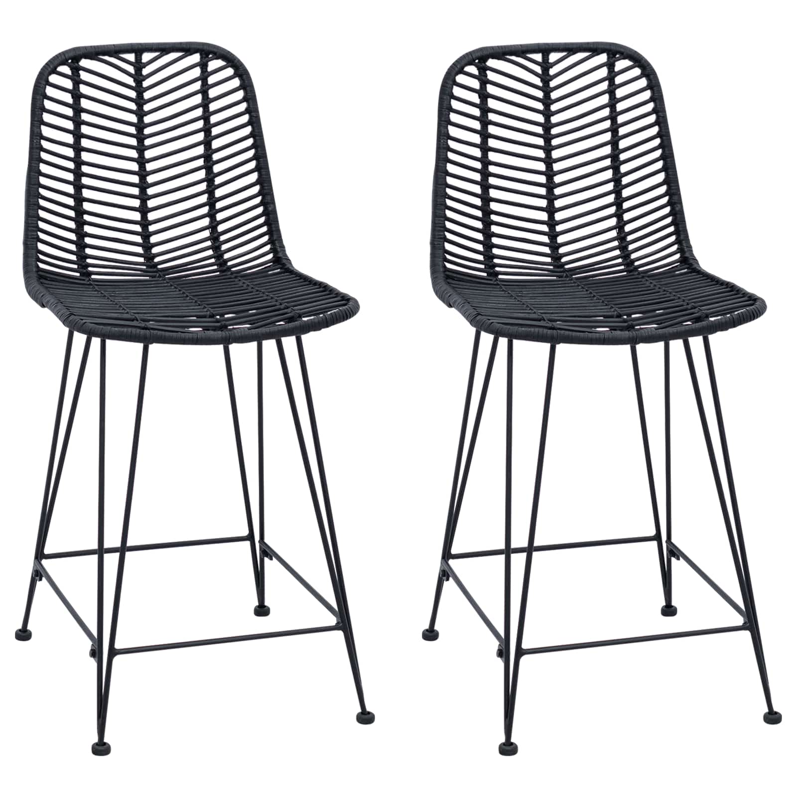 Baro Kėdė 2 pcs Juoda 44,5 x 54,5 x 97,5 cm Ratanas ir Geležis