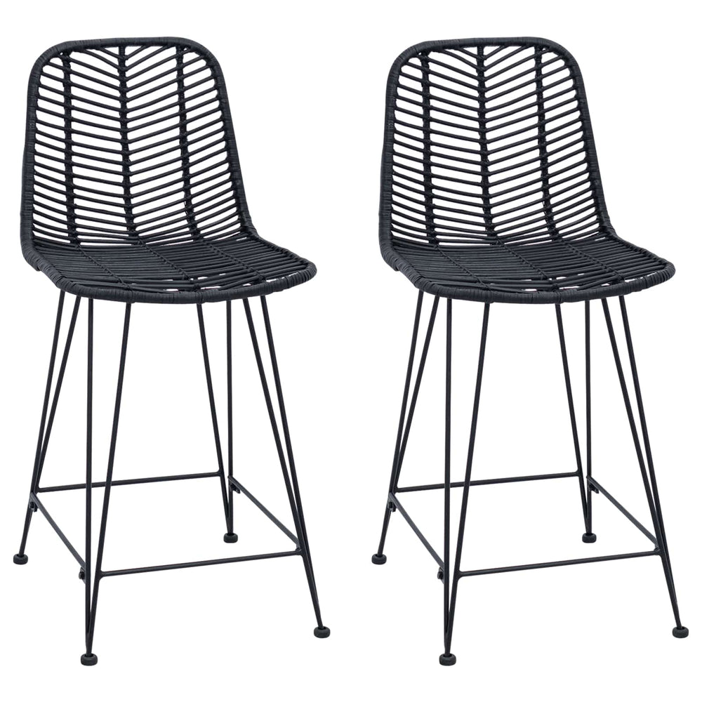 Baro Kėdė 2 pcs Juoda 44,5 x 54,5 x 97,5 cm Ratanas ir Geležis