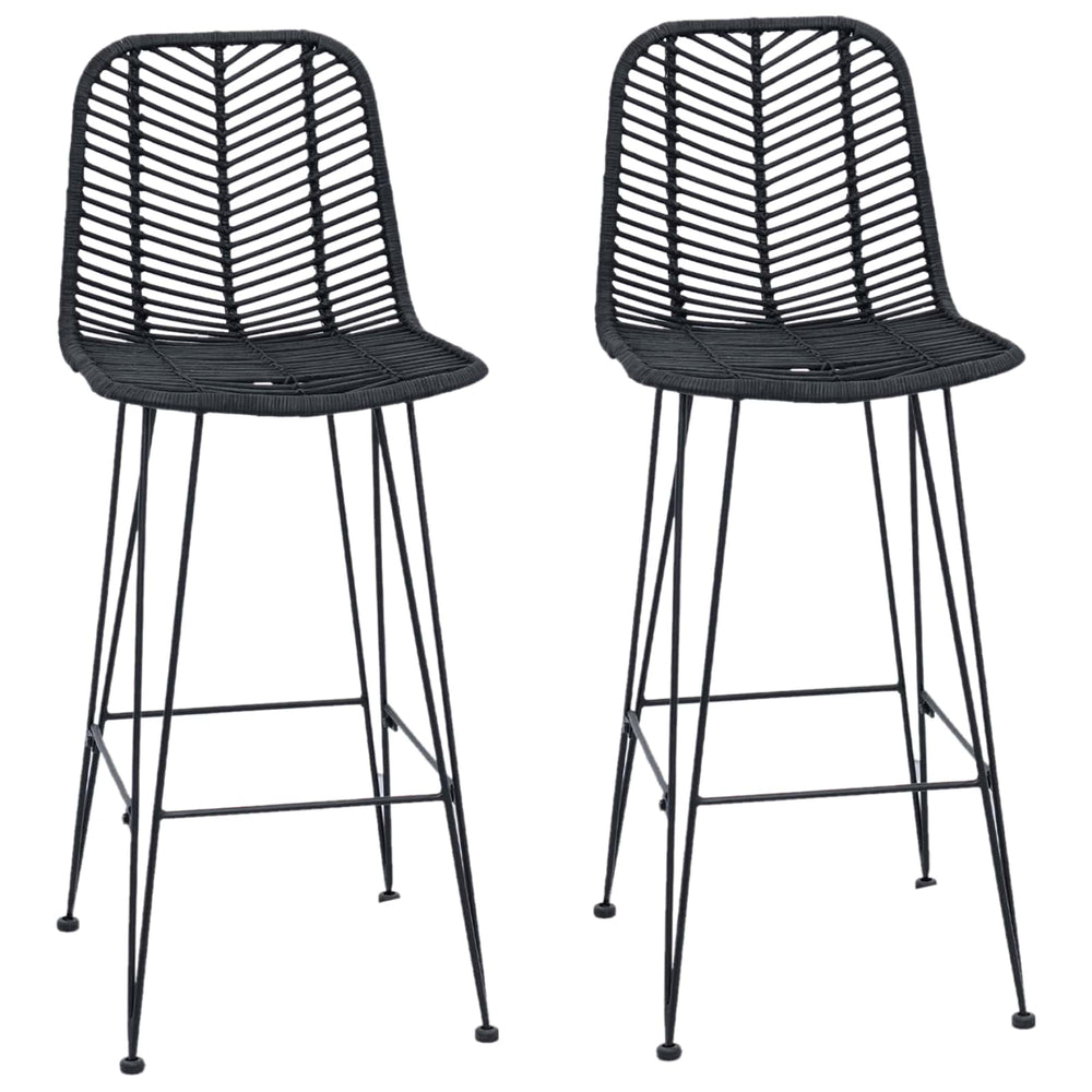 Bar Stool 2 pcs Black 44.5 x 53 x 111 cm Rattan and Iron
