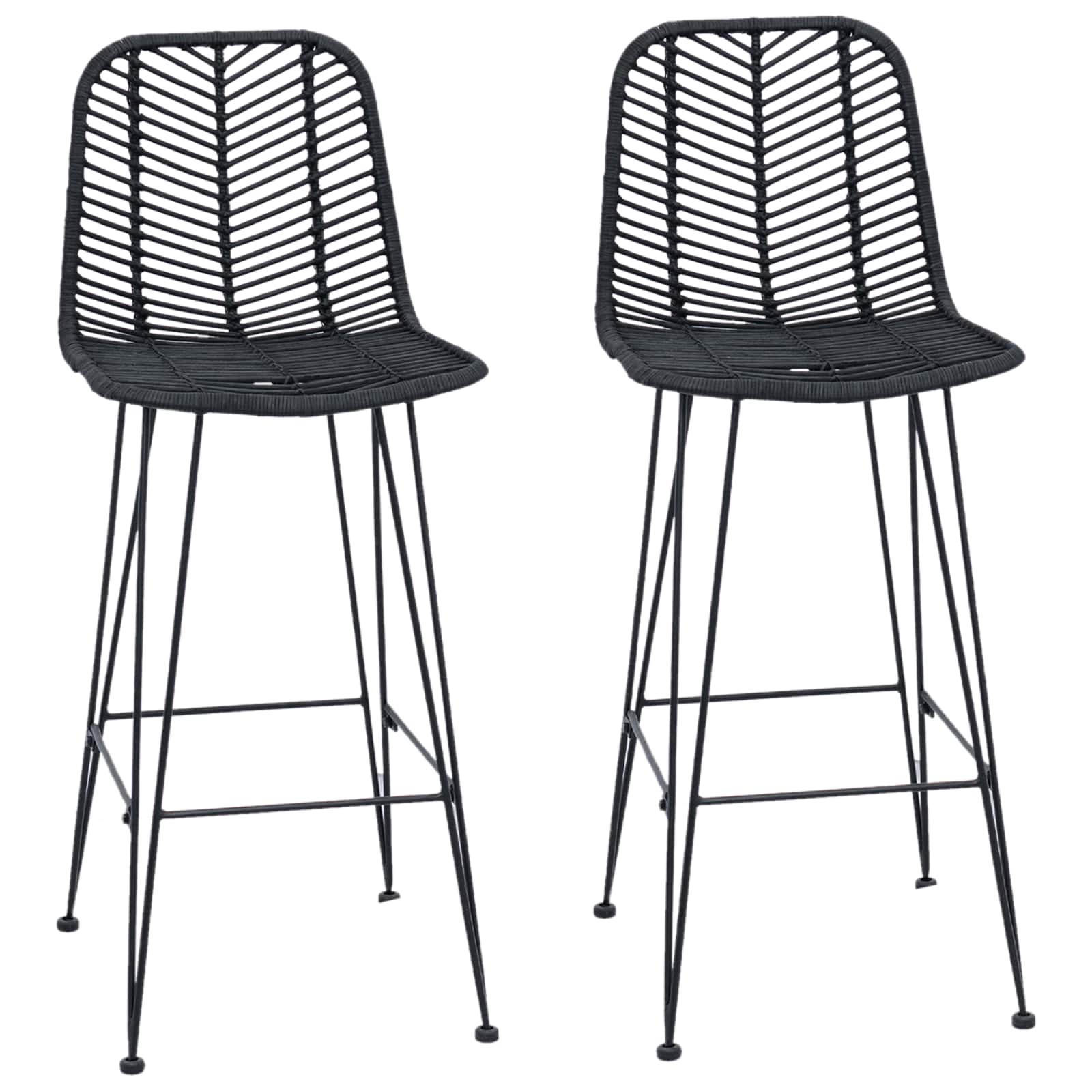 Baro Kėdė 2 pcs Juoda 44,5 x 53 x 111 cm Ratanas ir Geležis
