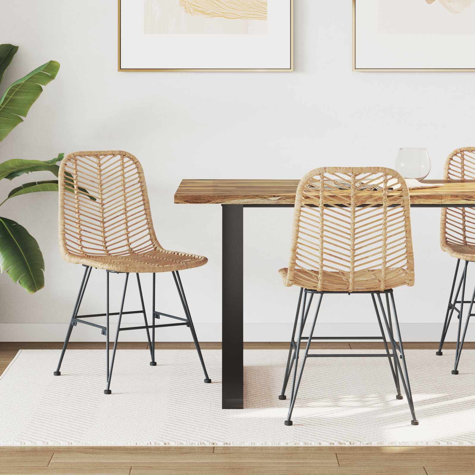 Dining Chair 2 pcs Natural 44.5 x 55 x 85 cm