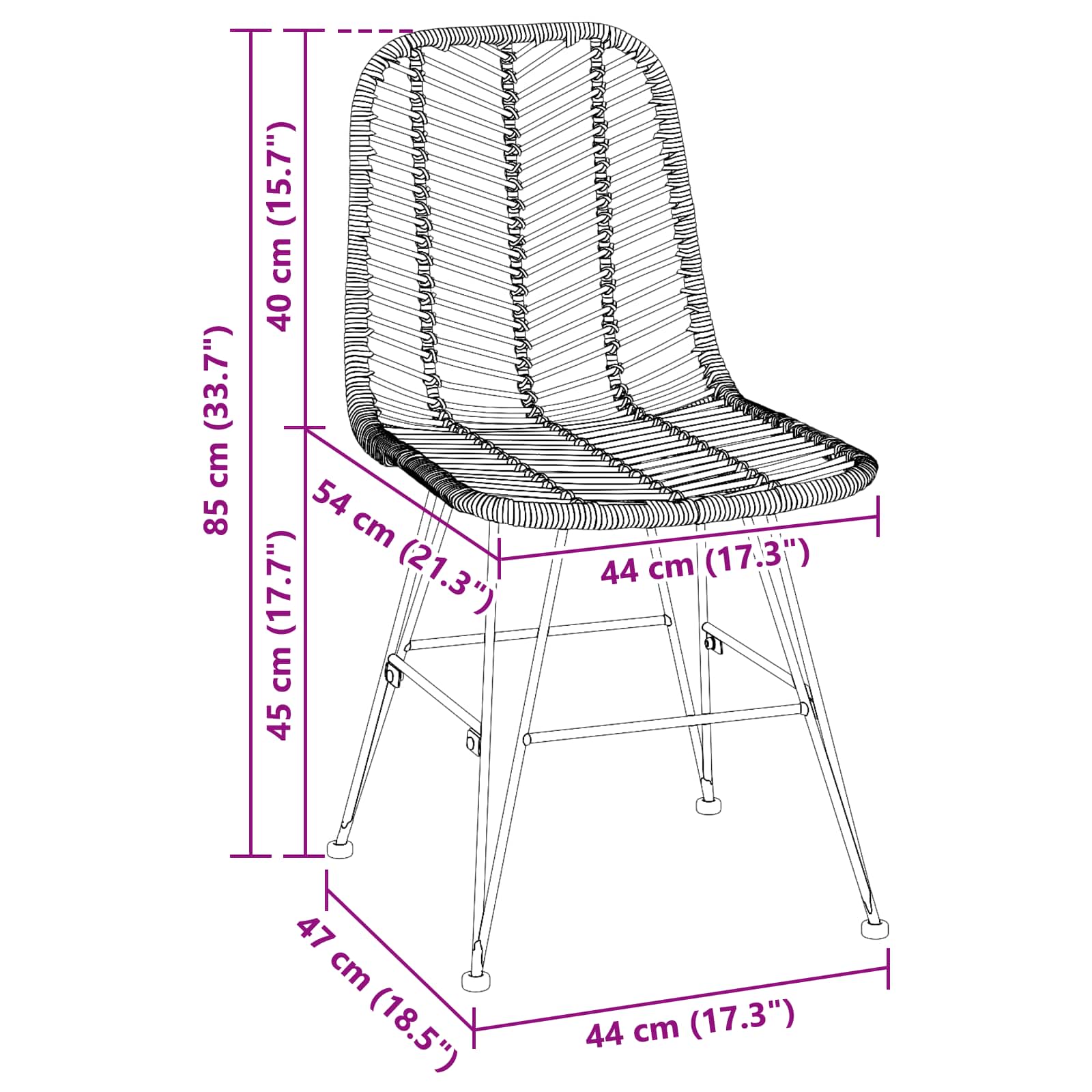 Dining Chair 2 pcs Natural 44.5 x 55 x 85 cm