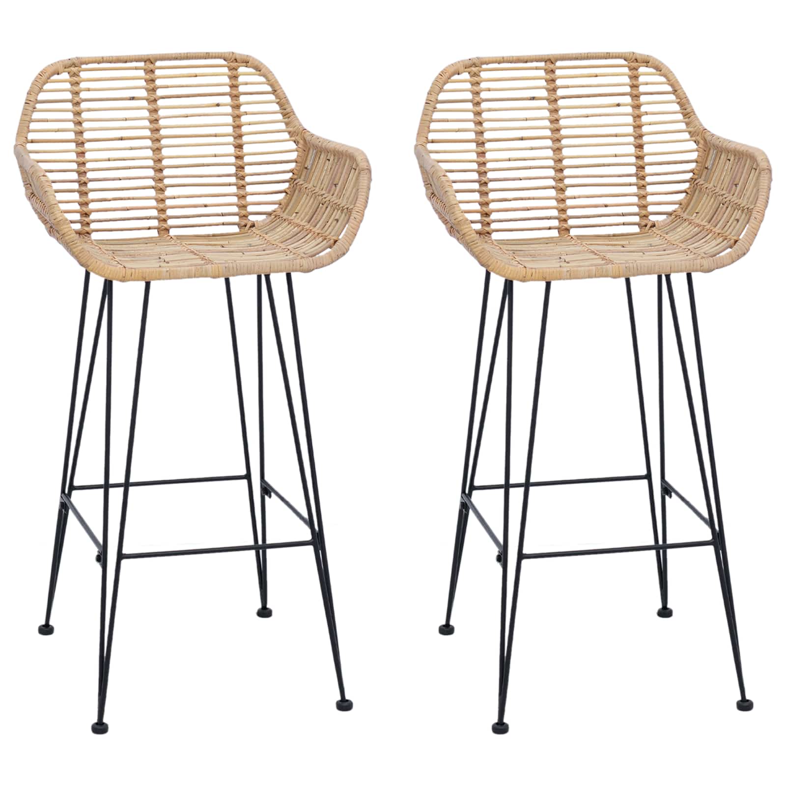 Baro Kėdė 2 pcs Natūrali 55 x 52 x 92 cm Ratanas ir Geležis