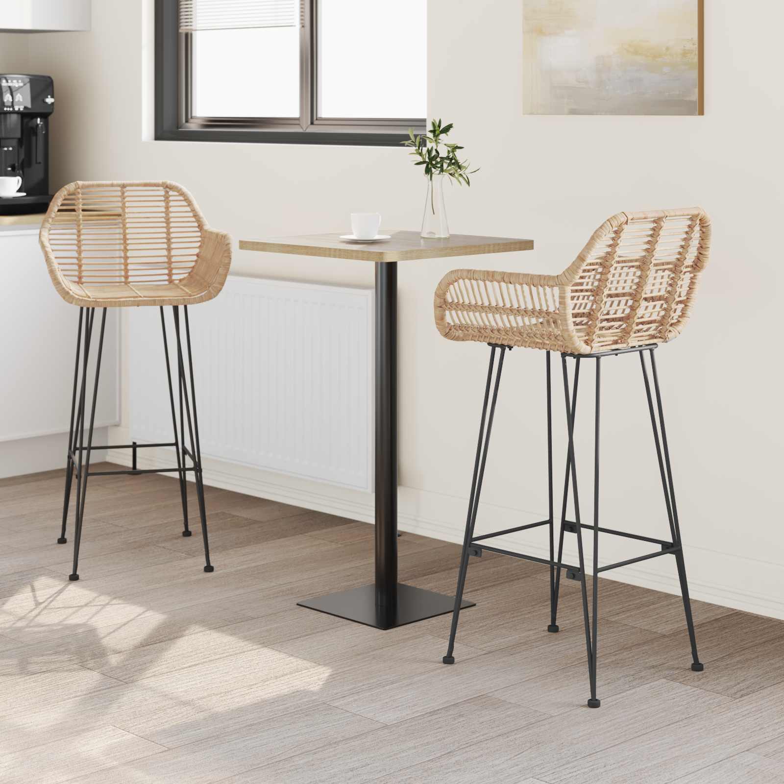 Baro Kėdė 2 pcs Natūrali 55 x 52 x 105 cm Ratanas ir Geležis