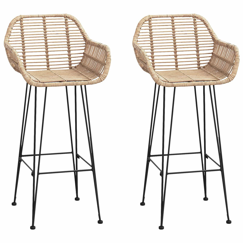Baro Kėdė 2 pcs Natūrali 55 x 52 x 105 cm Ratanas ir Geležis