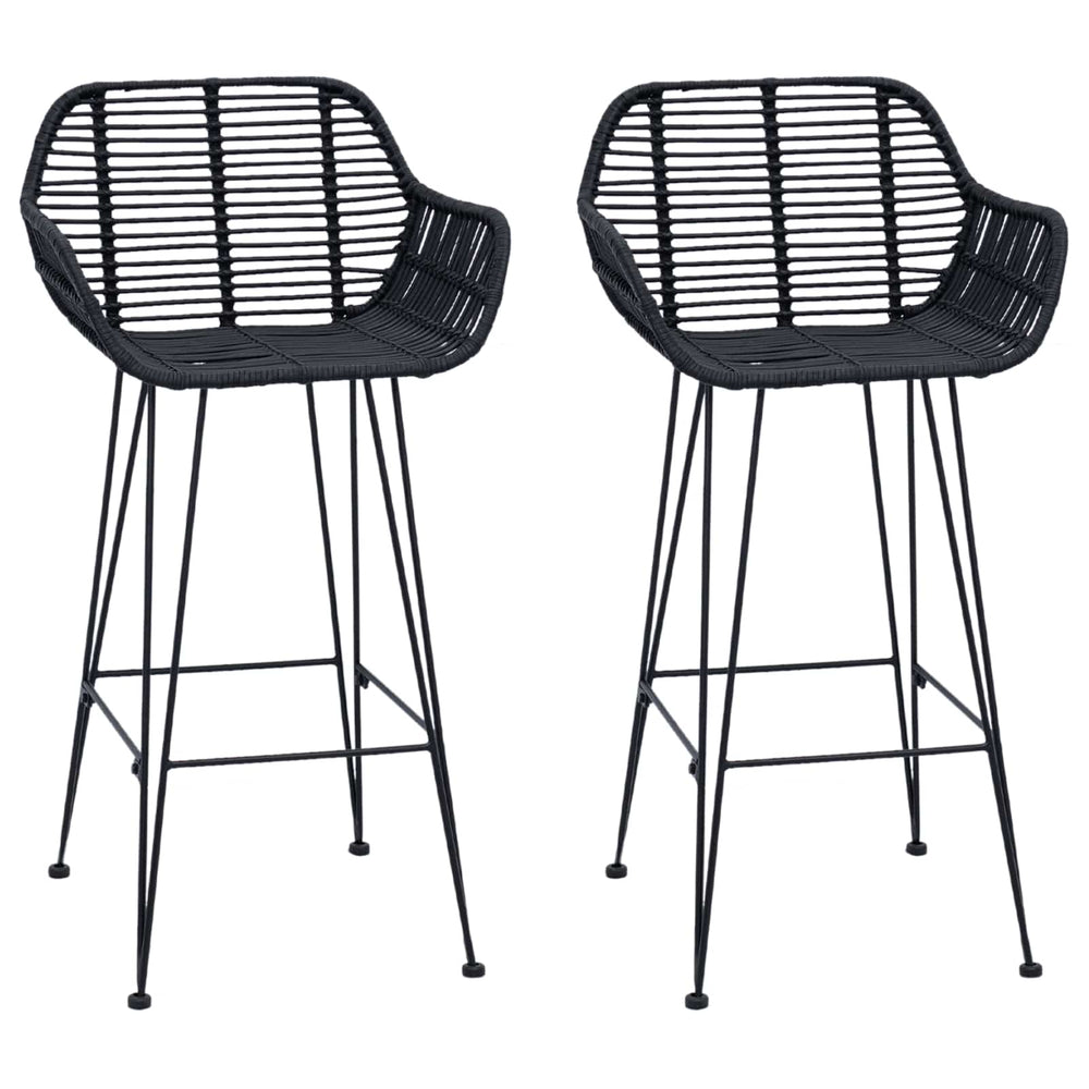 Baro Kėdė 2 pcs Juoda 55 x 52 x 92 cm Ratanas ir Geležis