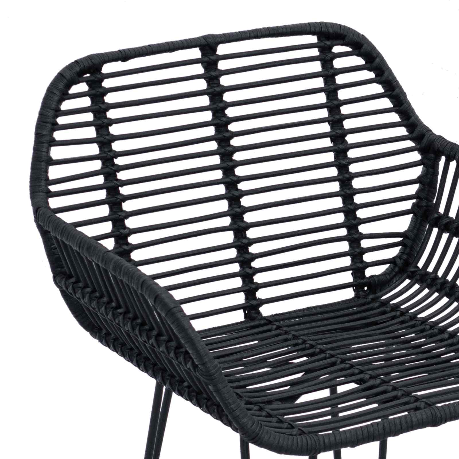 Baro Kėdė 2 pcs Juoda 55 x 52 x 105 cm Ratanas ir Geležis