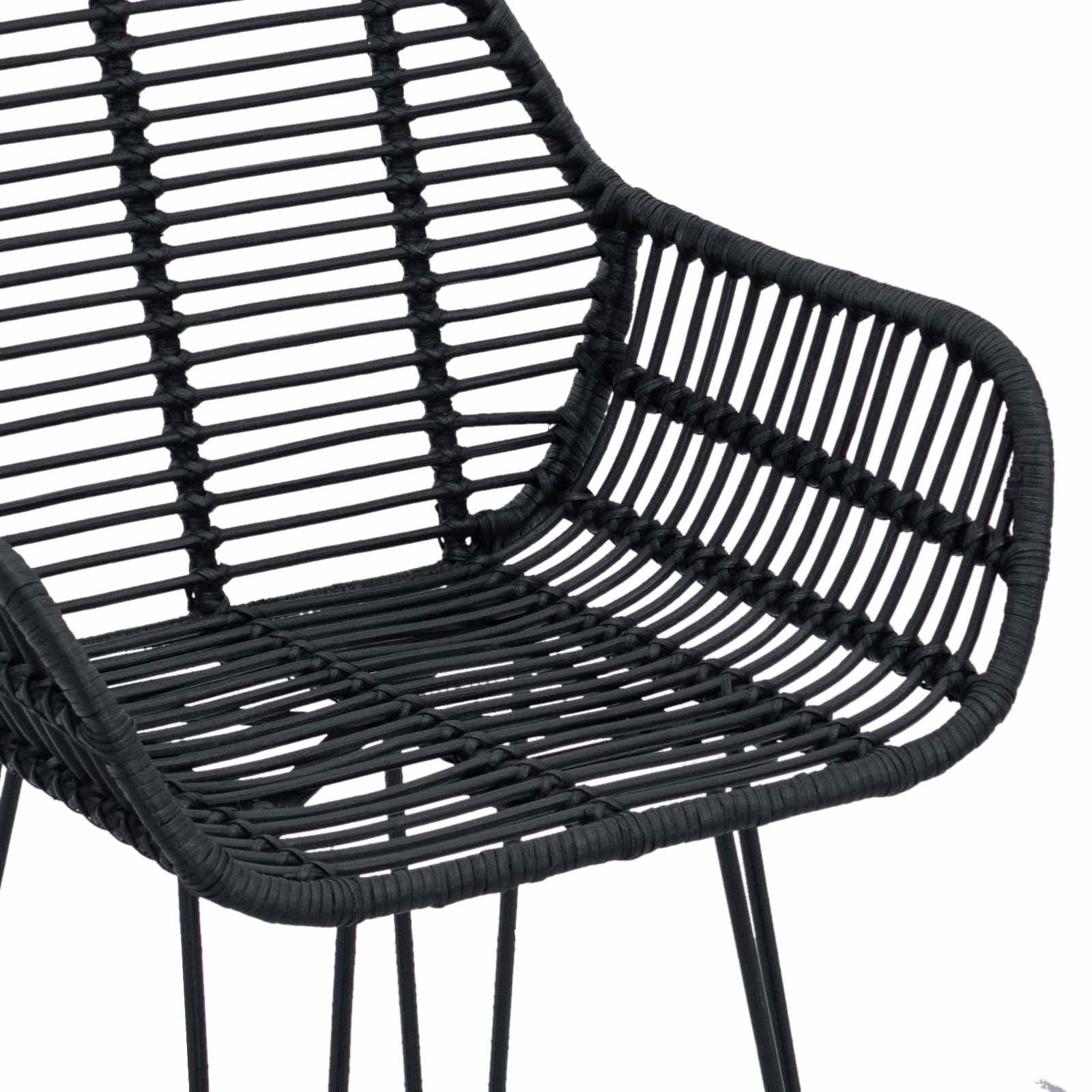 Baro Kėdė 2 pcs Juoda 55 x 52 x 105 cm Ratanas ir Geležis