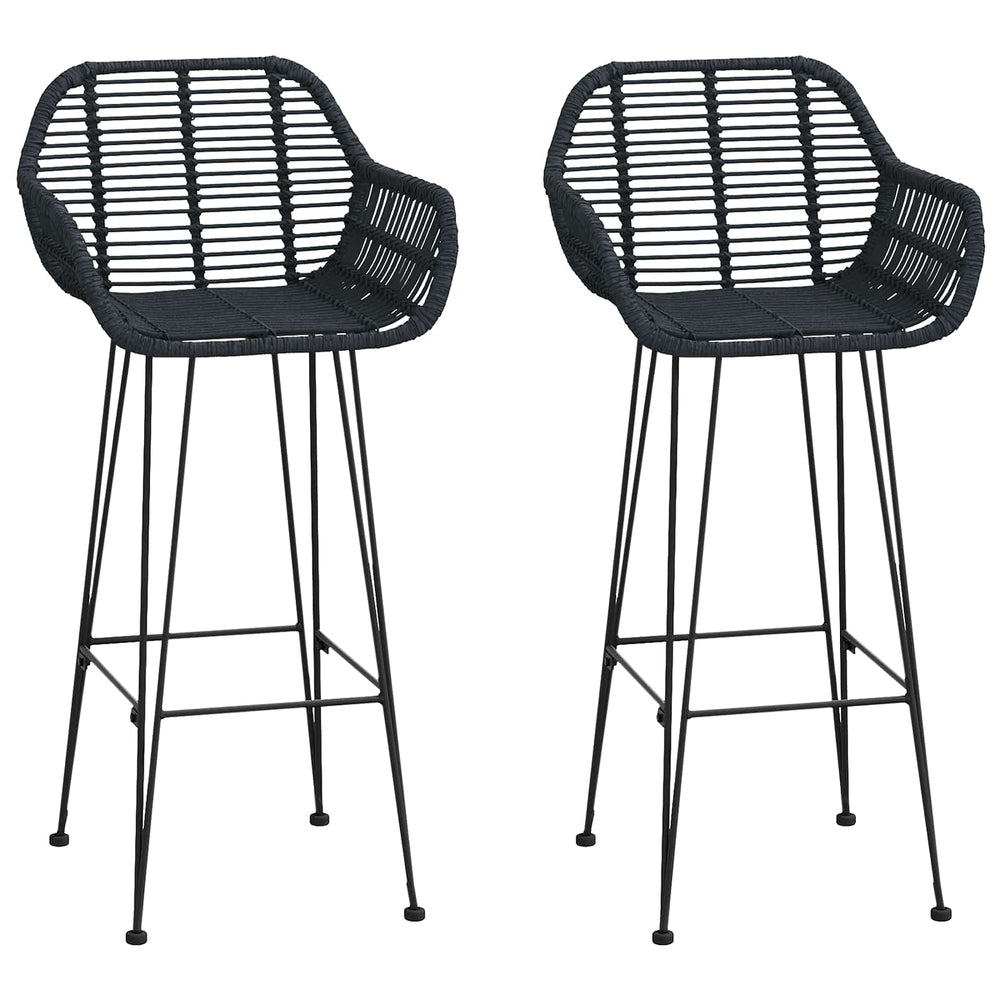 Baro Kėdė 2 pcs Juoda 55 x 52 x 105 cm Ratanas ir Geležis