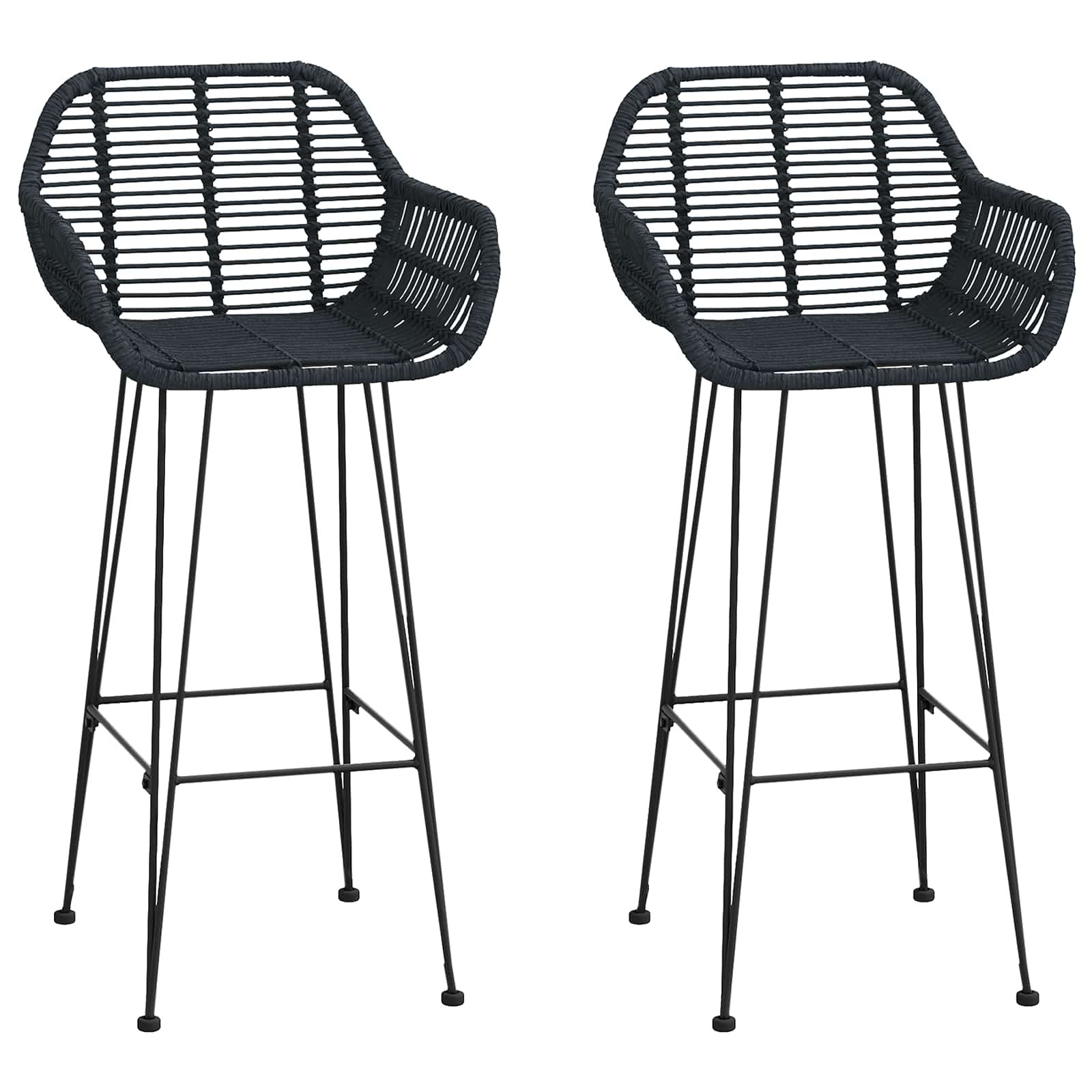 Baro Kėdė 2 pcs Juoda 55 x 52 x 105 cm Ratanas ir Geležis