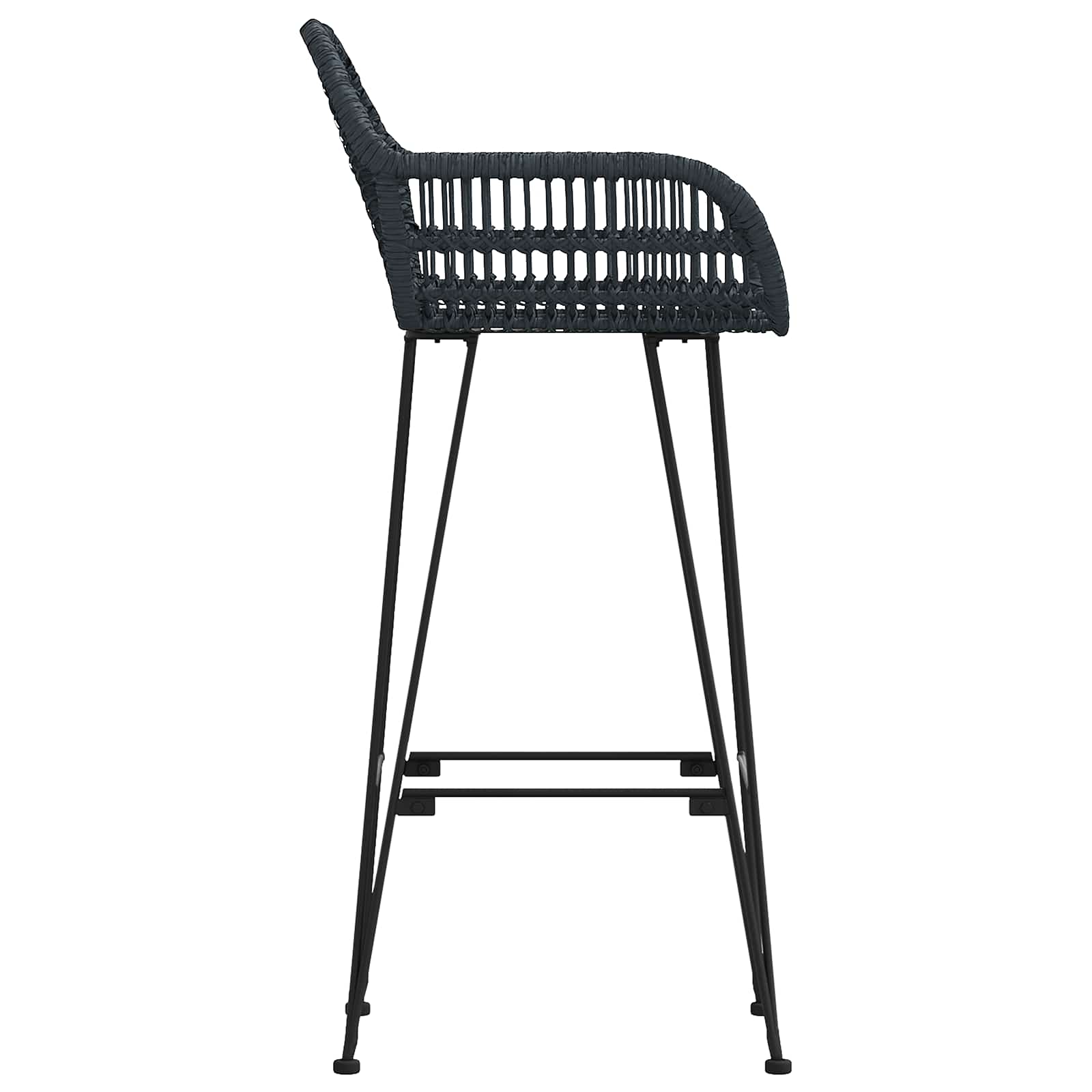 Baro Kėdė 2 pcs Juoda 55 x 52 x 105 cm Ratanas ir Geležis