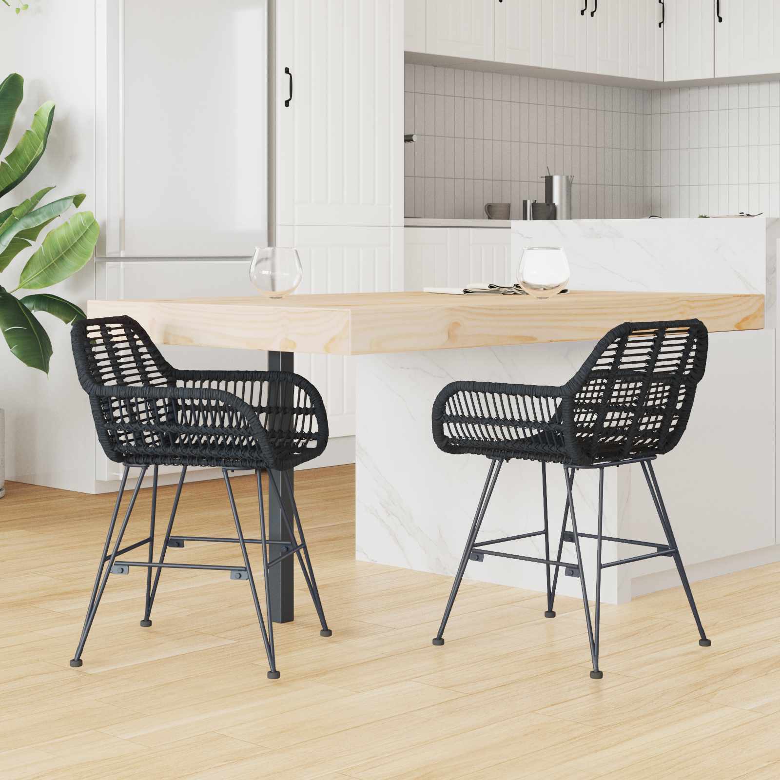 Valgomasis krėslas 2 pcs Juoda 55 x 50 x 74 cm