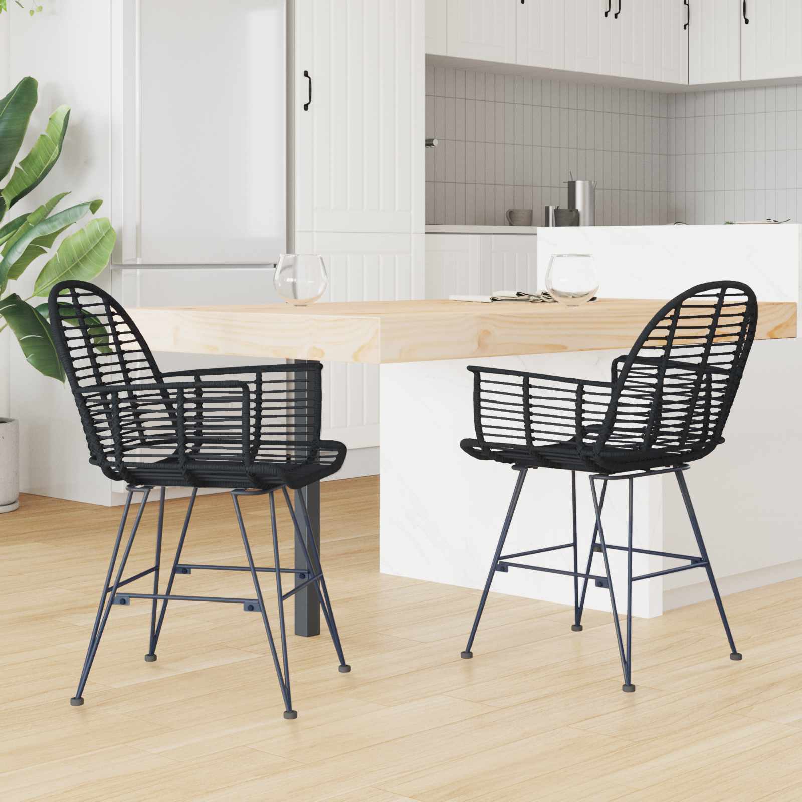 Valgomasis krėslas 2 pcs Juoda 44 x 44 x 74 cm