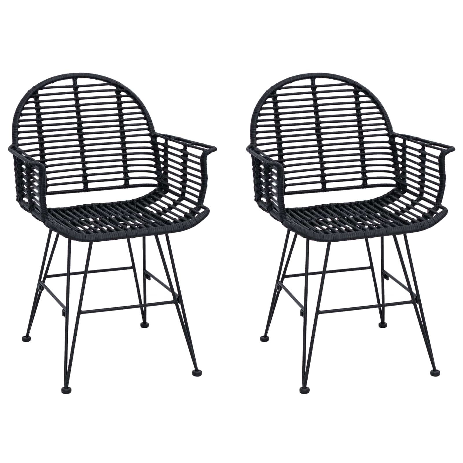 Valgomasis krėslas 2 pcs Juoda 44 x 44 x 74 cm