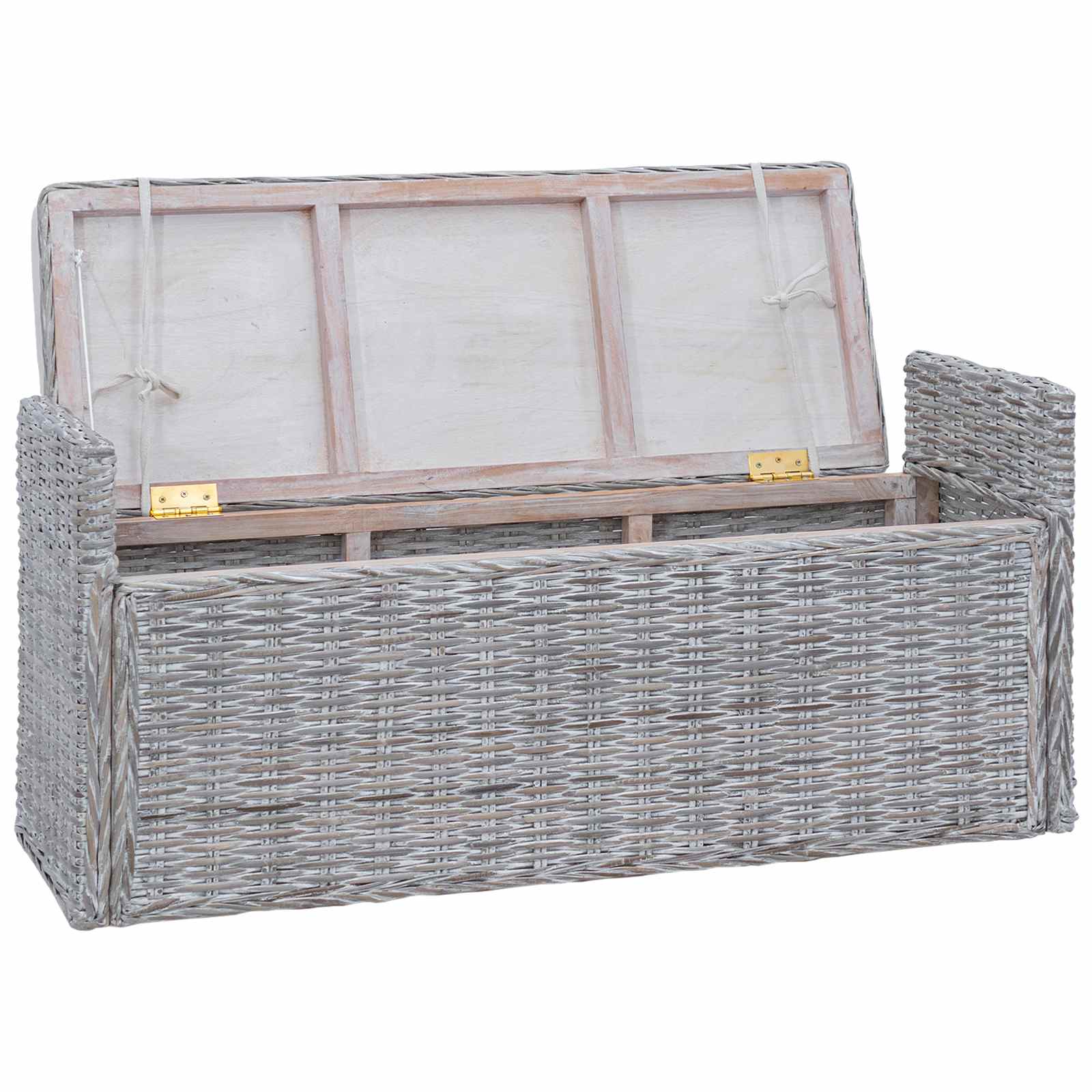 Uzglabāšanas sols ar spilvenu Balts, mazgāts 110 x 40 x 50 cm Rotangpalma