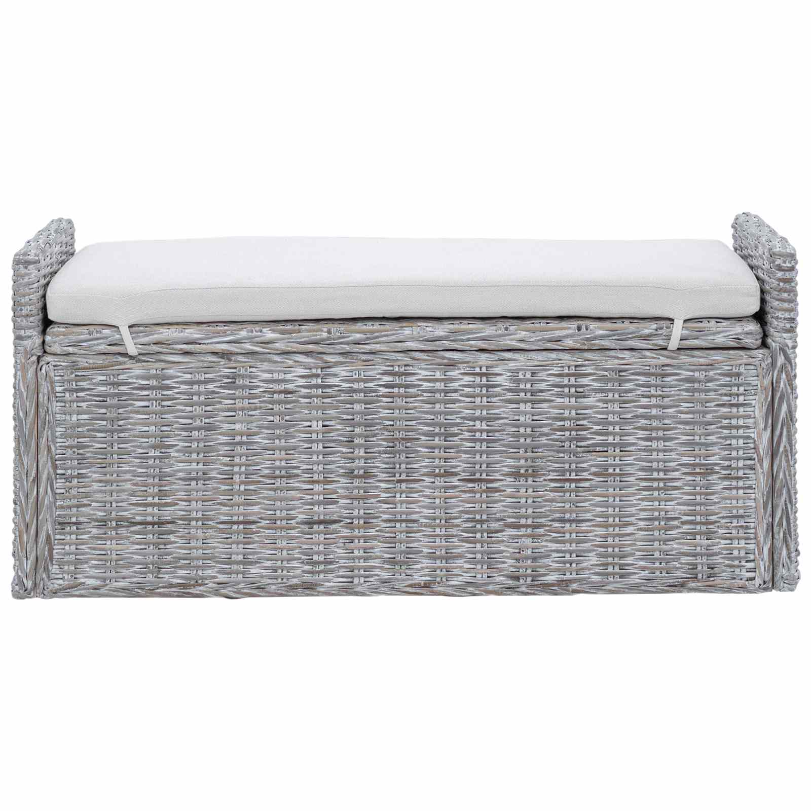 Uzglabāšanas sols ar spilvenu Balts, mazgāts 110 x 40 x 50 cm Rotangpalma