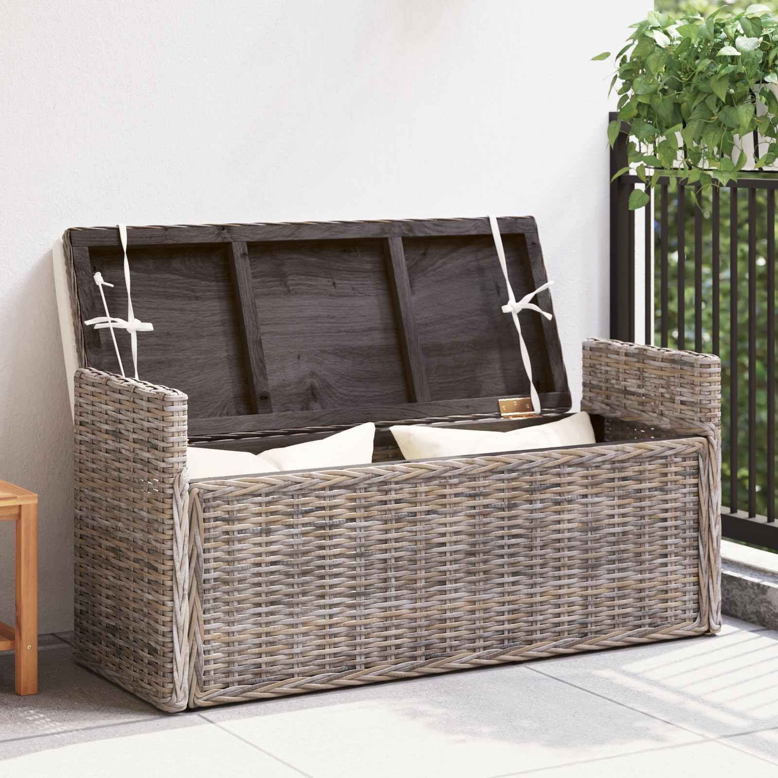 Laikymo suolas su pagalve Pilka 110 x 40 x 50 cm Ratanas