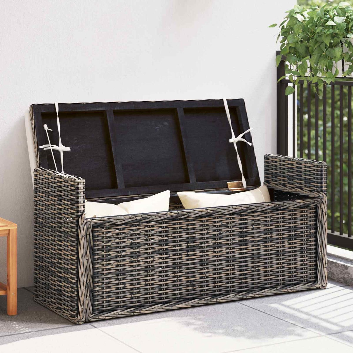 Laikymo suolas GENDT Juoda plauna 110 x 40 x 50 cm Ratanas
